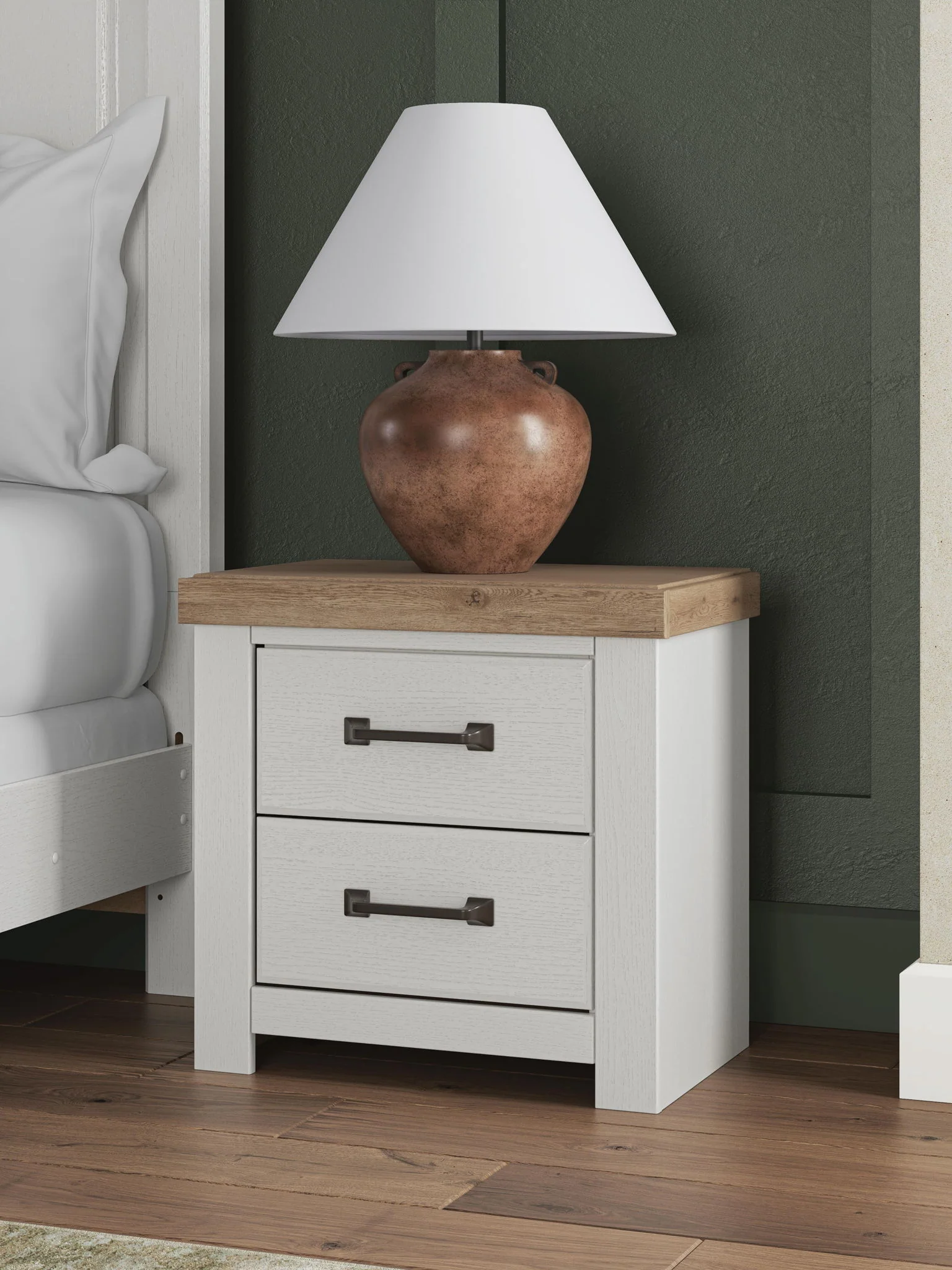 8601-savonport-two-drawer-night-stand-white-brown-7.webp Savonport - Two Drawer Night Stand - White / Brown