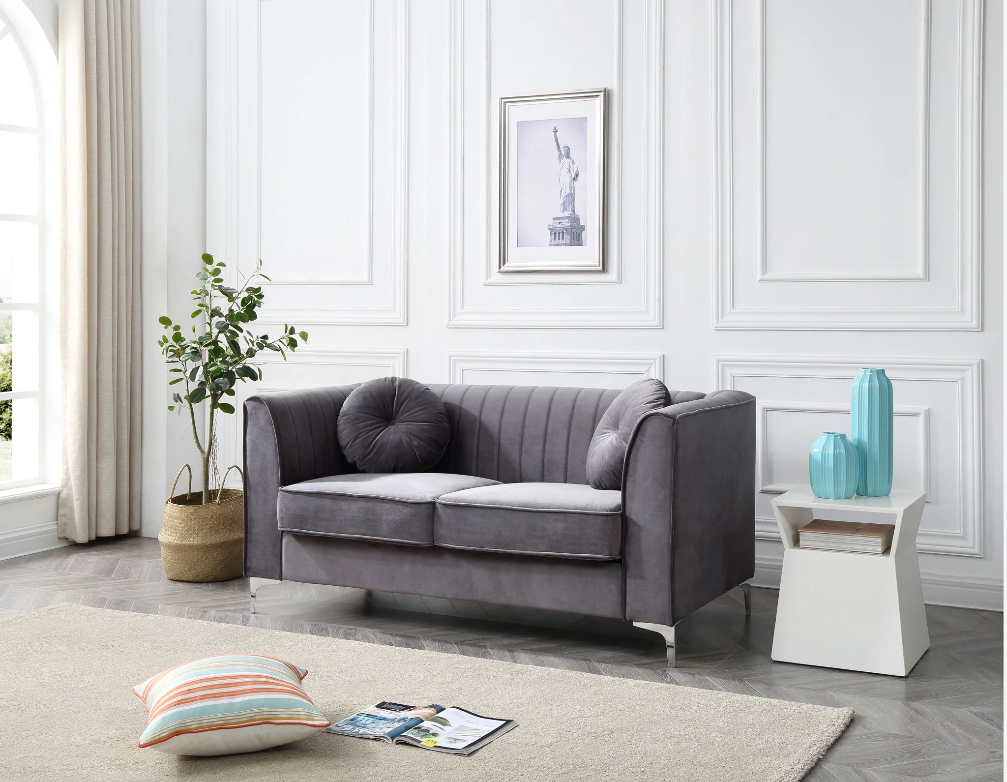 Glam Styled Micro Suede Loveseat