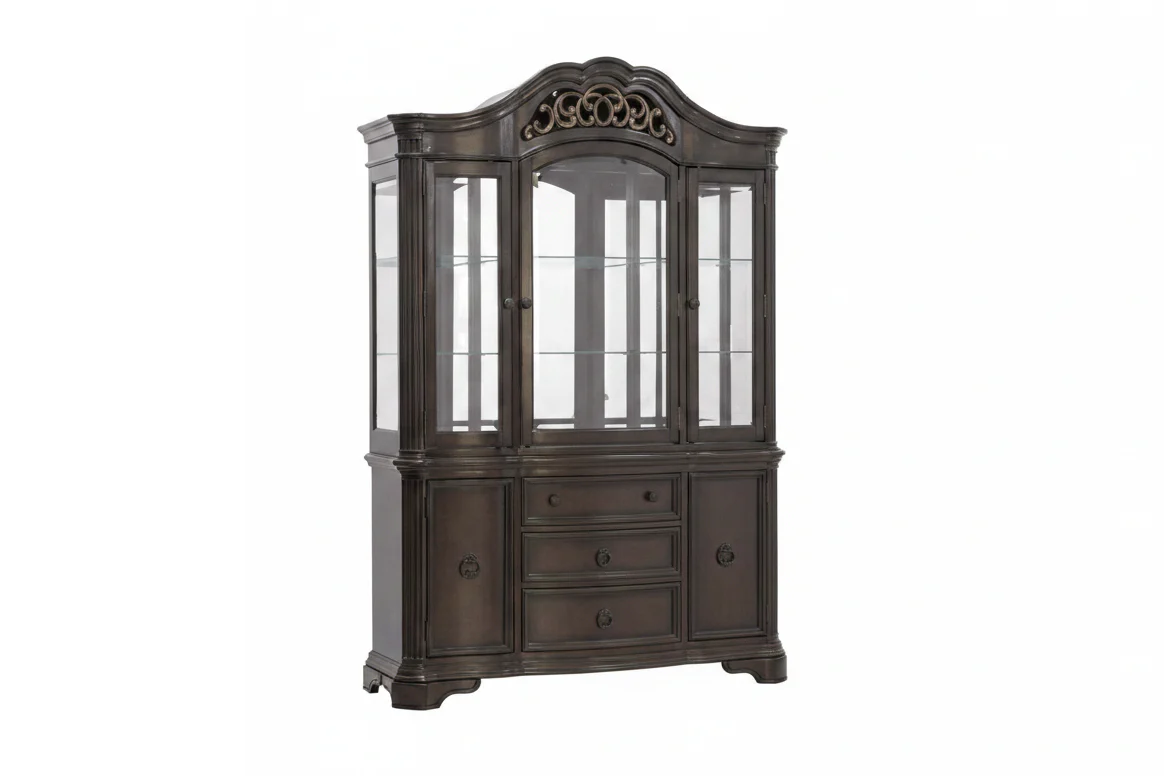 89-espresso-traditional-china-cabinet-with-glass-hutch-buffet-storage-2.webp Espresso Traditional China Cabinet with Glass Hutch & Buffet Storage