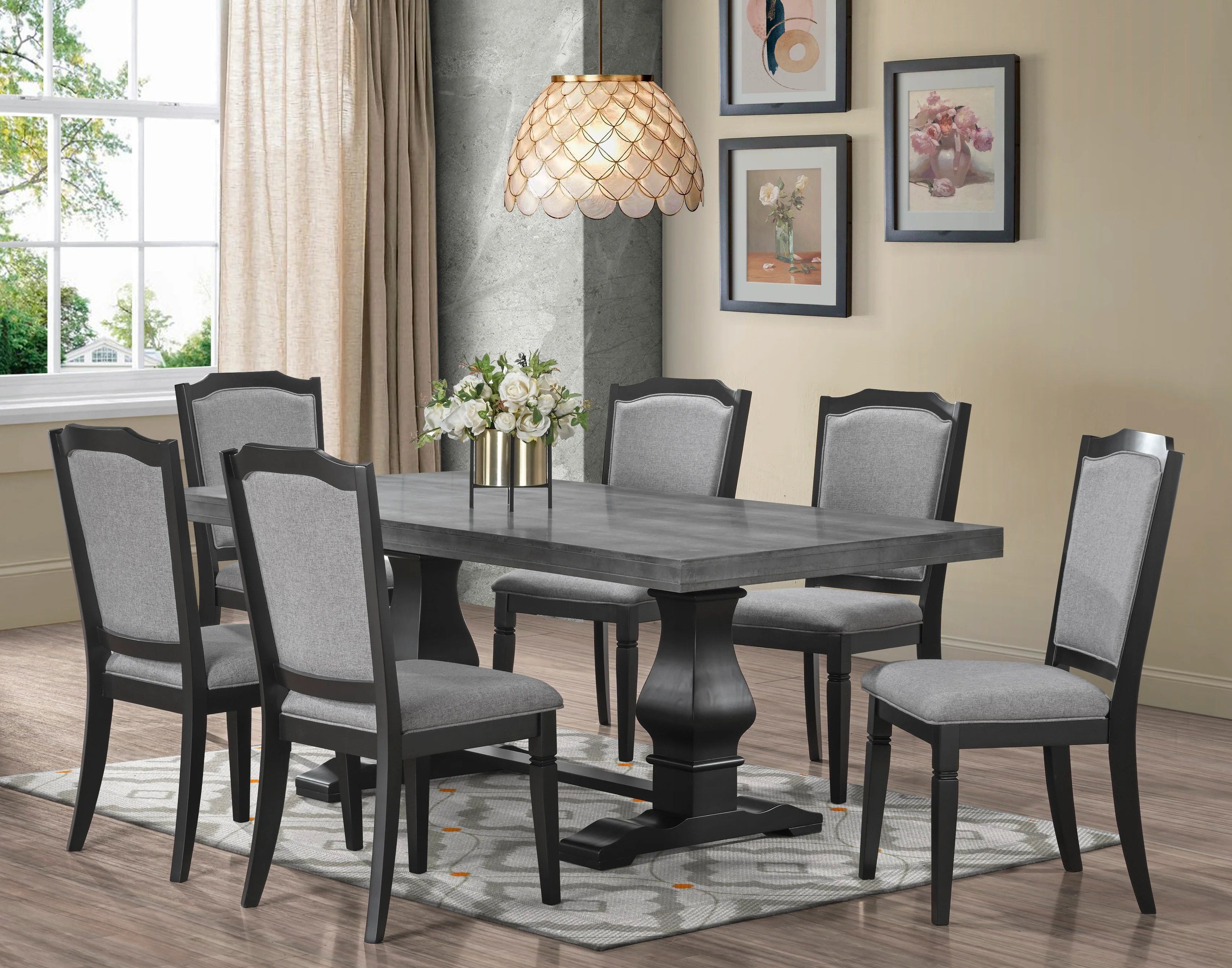 896-7-pc-concrete-look-black-dining-set-with-upholstered-chairs-1.webp 7-Pc Concrete-Look & Black Dining Set with Upholstered Chairs