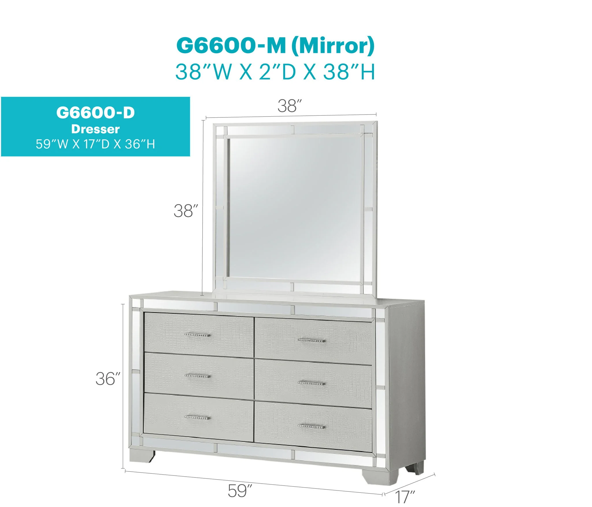 Madison - Dresser - Silver Champagne
