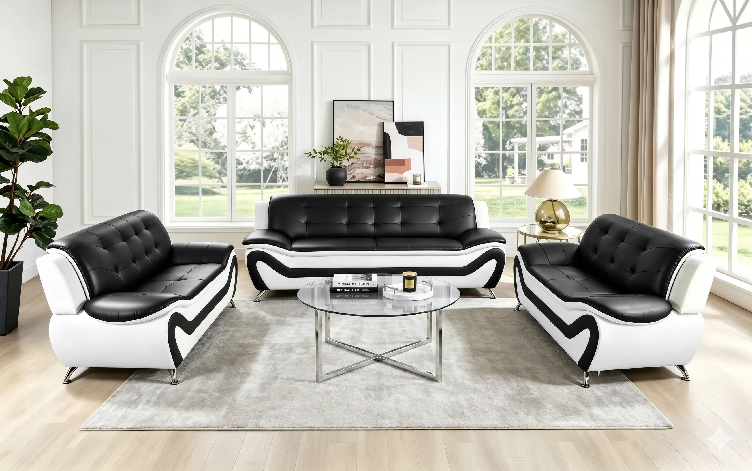 901-black-white-modern-curved-living-room-set-with-metal-legs-1.webp Black & White Modern Curved Living Room Set with Metal Legs