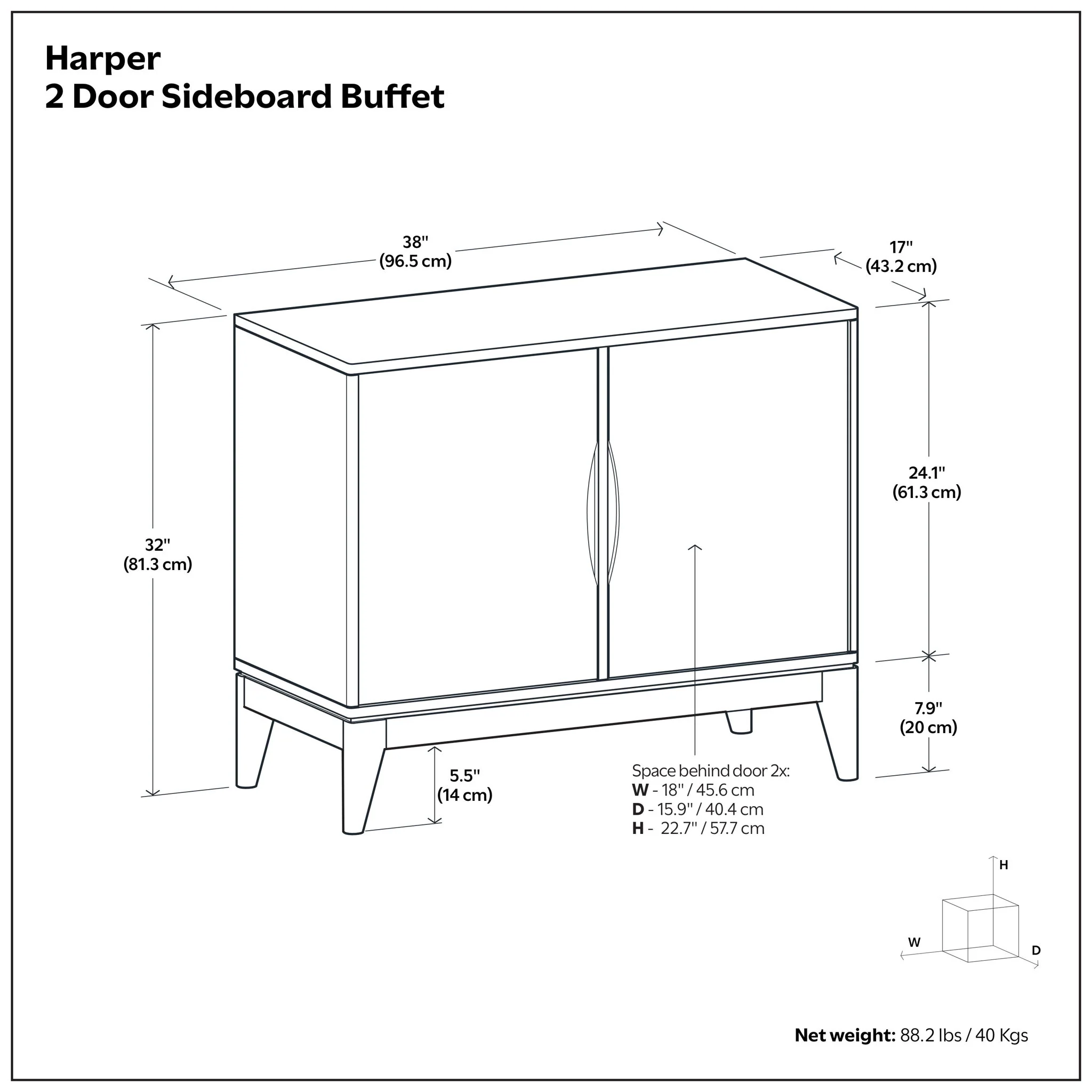 9022-harper-2-door-sideboard-buffet-walnut-brown-2.webp Harper - 2 Door Sideboard Buffet - Walnut Brown