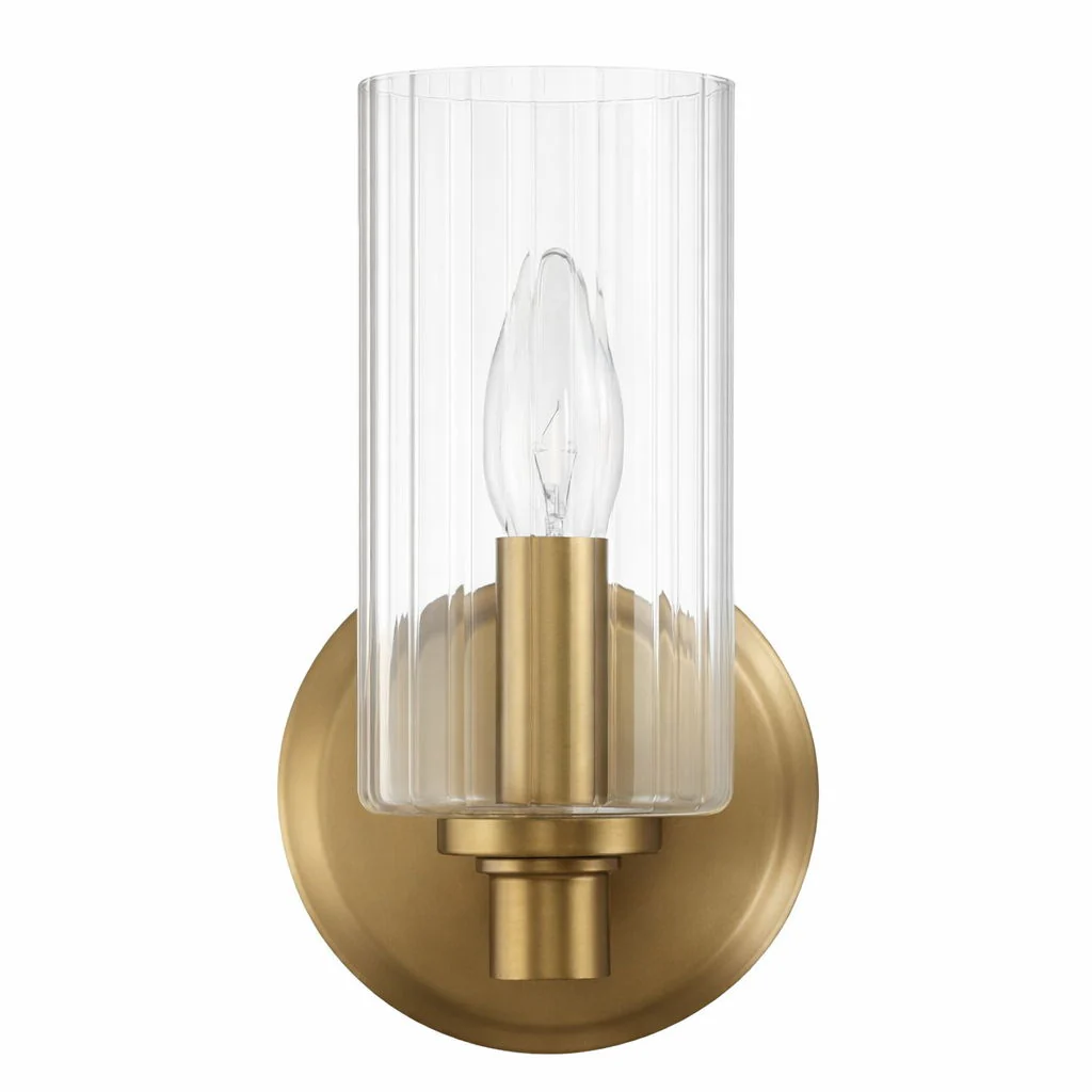 Jardin - Single Light Wall Sconce With Clear Ribbed Satin - Clear / Gold