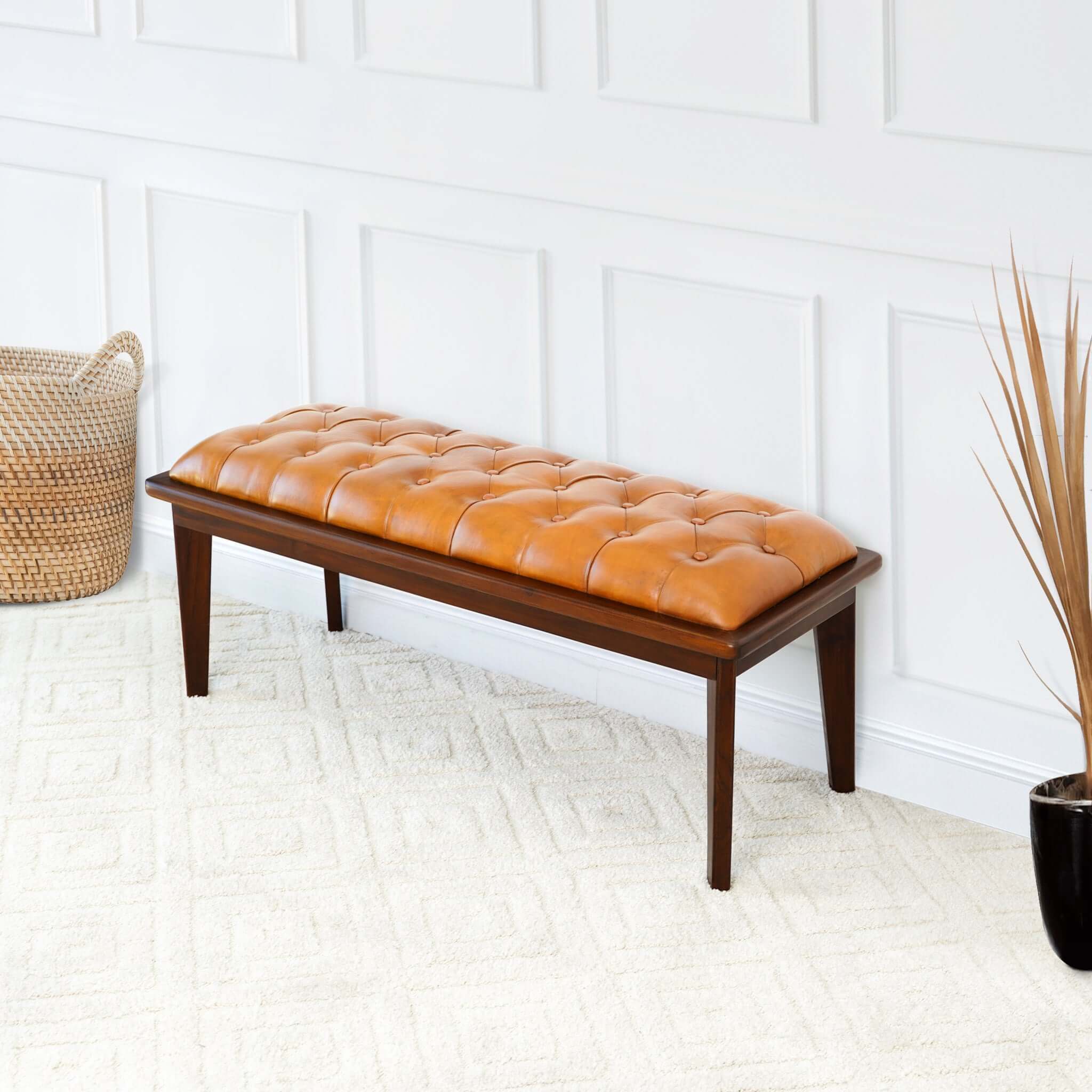 9027-arden-bench-with-buttons-brown-rustic-tan-4.jpg Arden - Bench With Buttons - Brown / Rustic / Tan