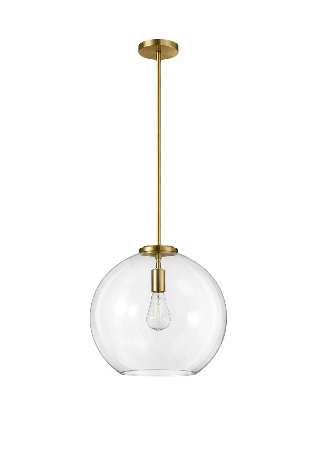 Gleam - Single Light Pendant Lamp With Clear Globe Satin - Antique Brass / Clear / Gold