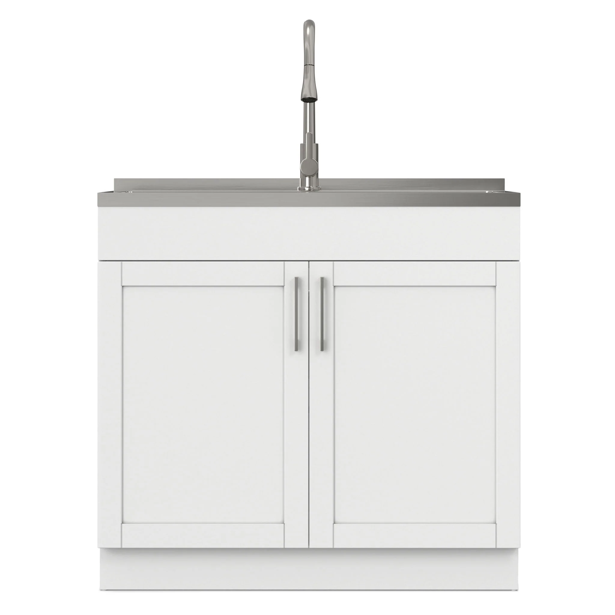 Modern Shaker All-In-One Laundry Utility Sink And Cabinet With Pull-Out Faucet