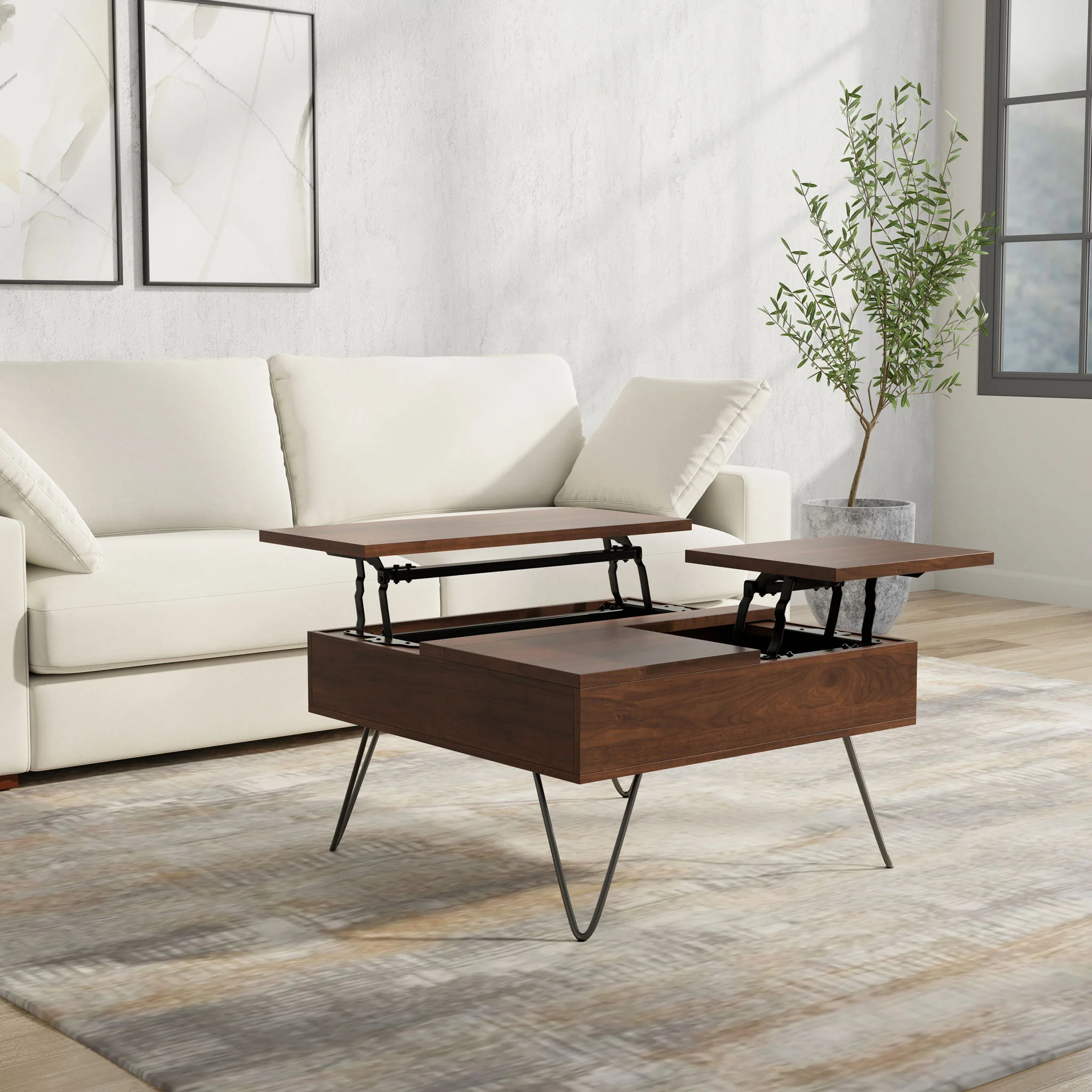 Hunter - Square Lift Top Coffee Table - Walnut