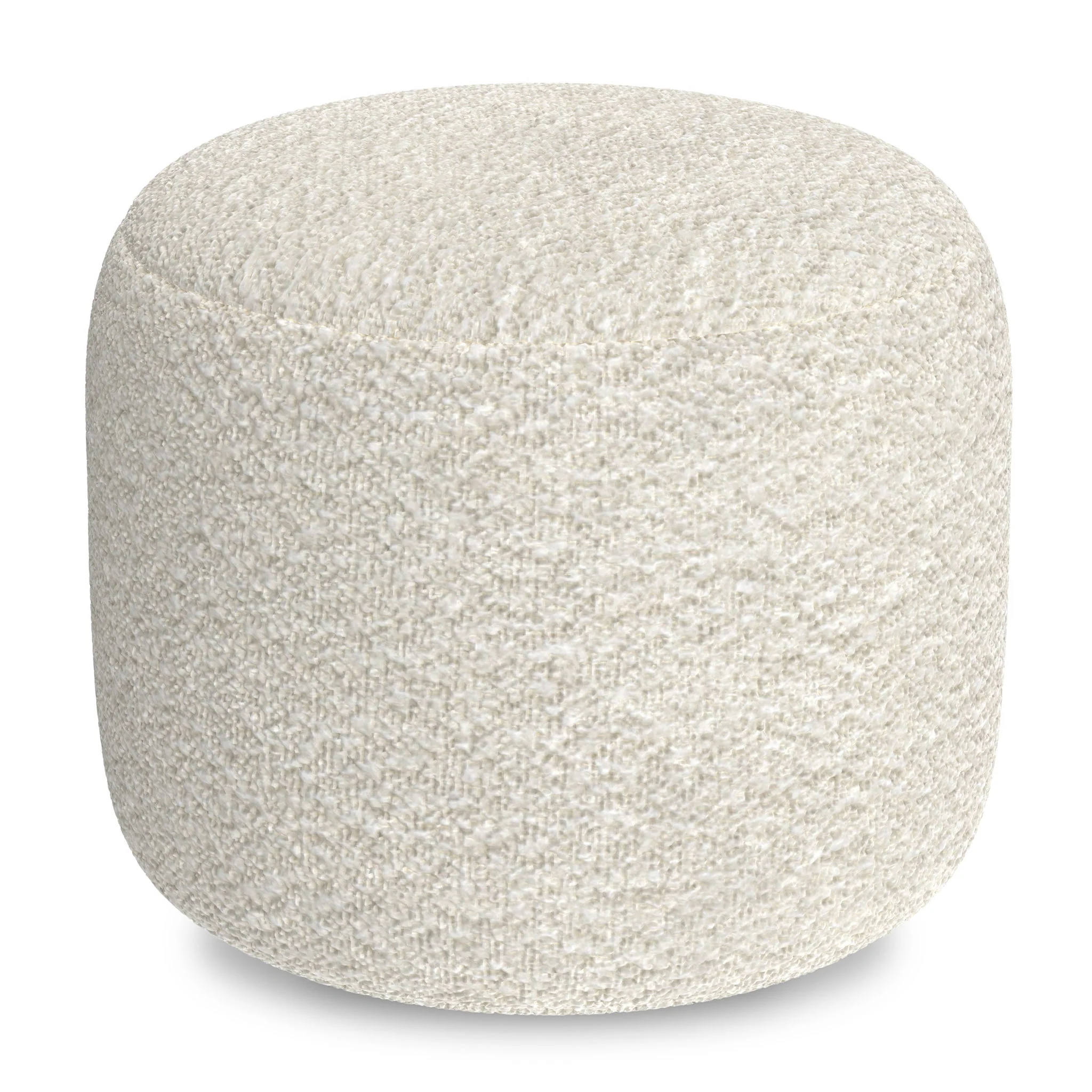 Chantal - Round Pouf - White