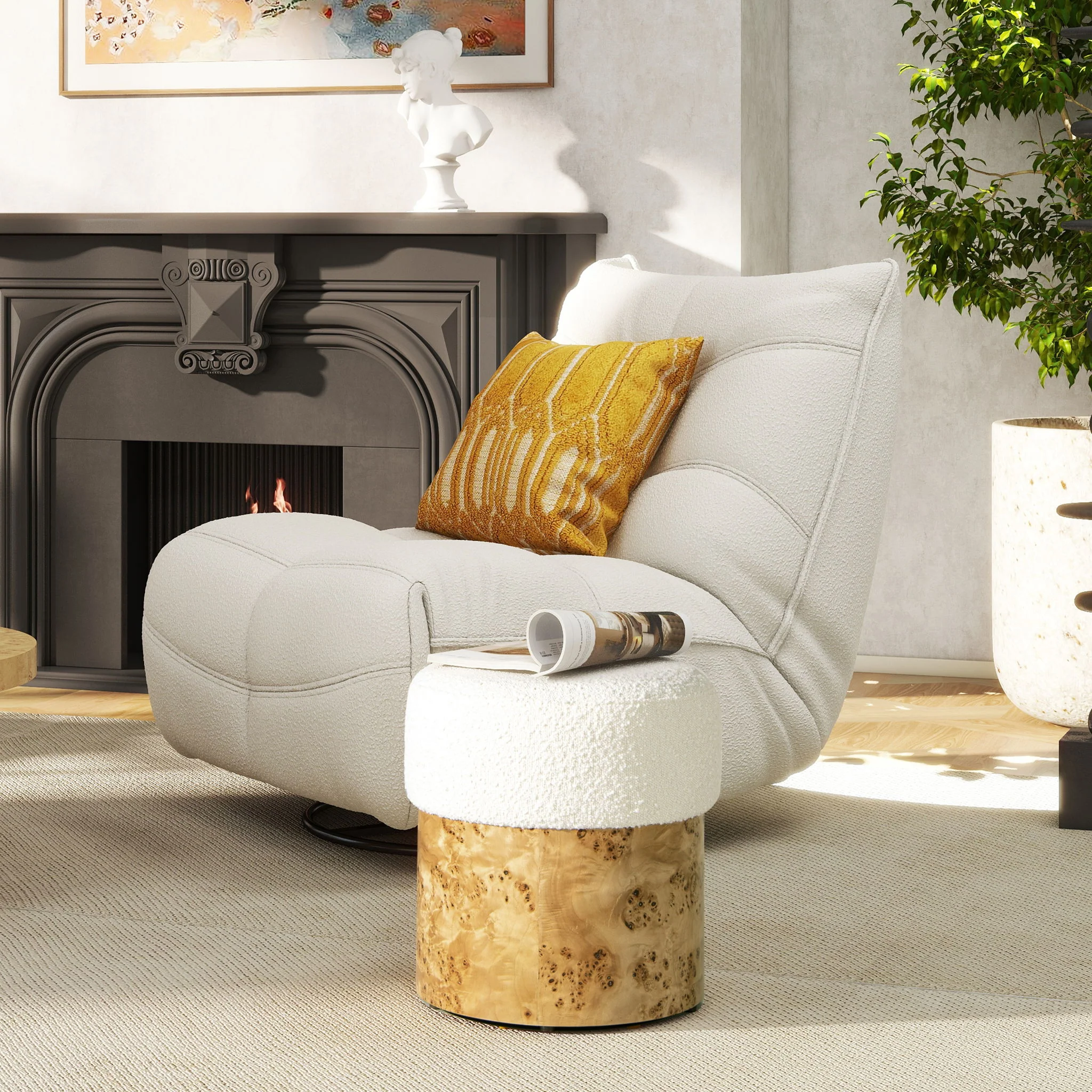 9111-nebula-round-upholstered-ottoman-white-1.webp Nebula - Round Upholstered Ottoman - White