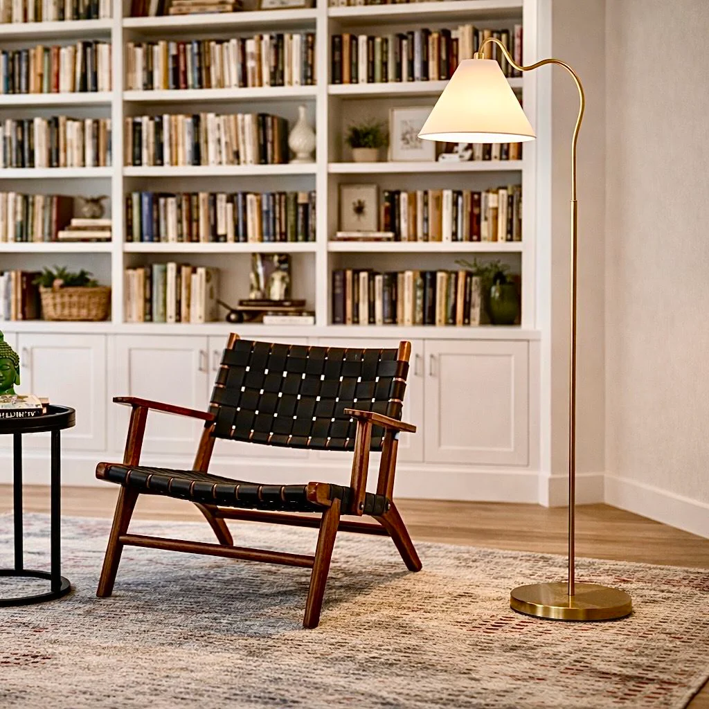 9112-majestic-ring-base-curved-floor-lamp-with-triangle-drum-shade-gold-white-5.webp Majestic - Ring Base Curved Floor Lamp With Triangle Drum Shade - Gold / White