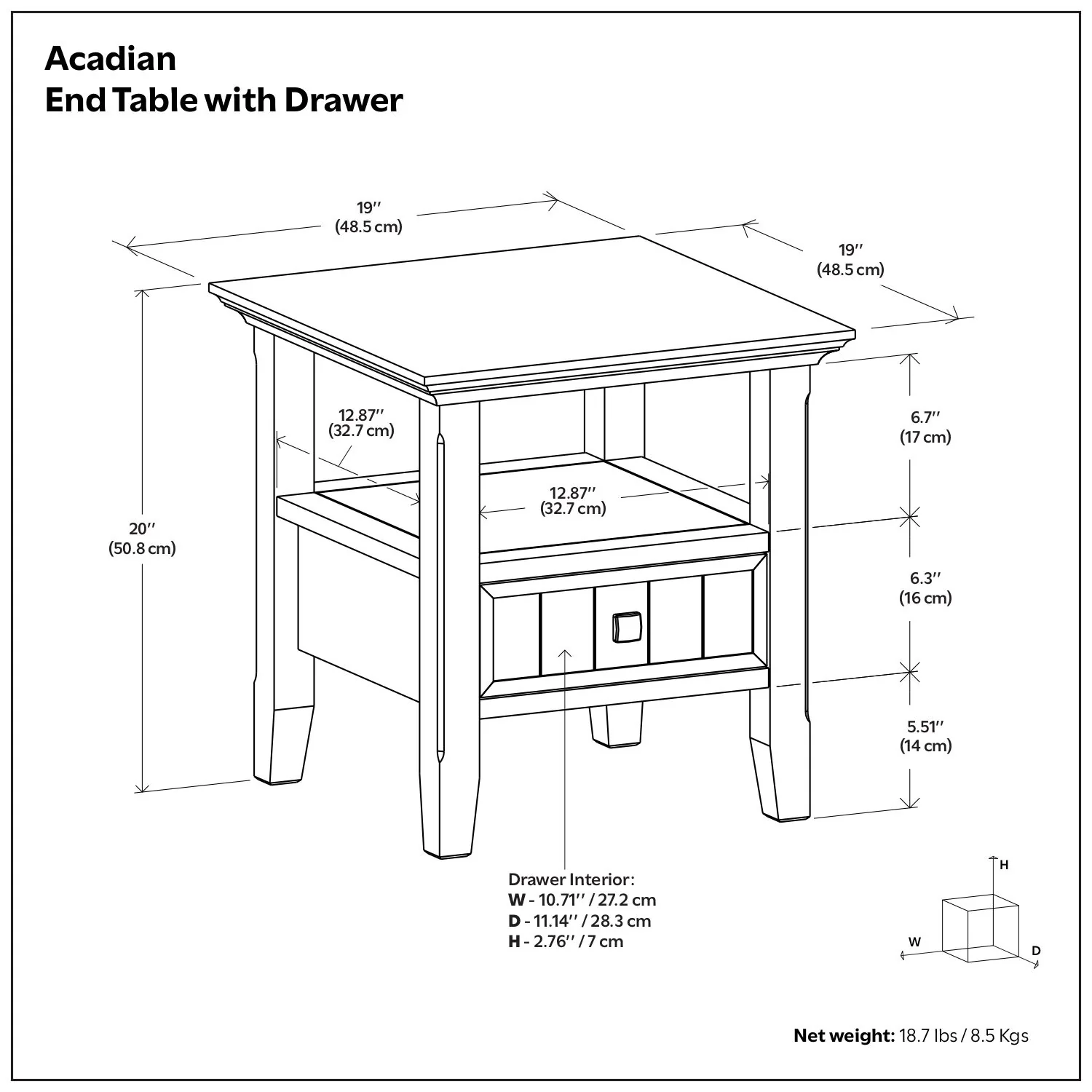 Acadian - End Table With Drawer