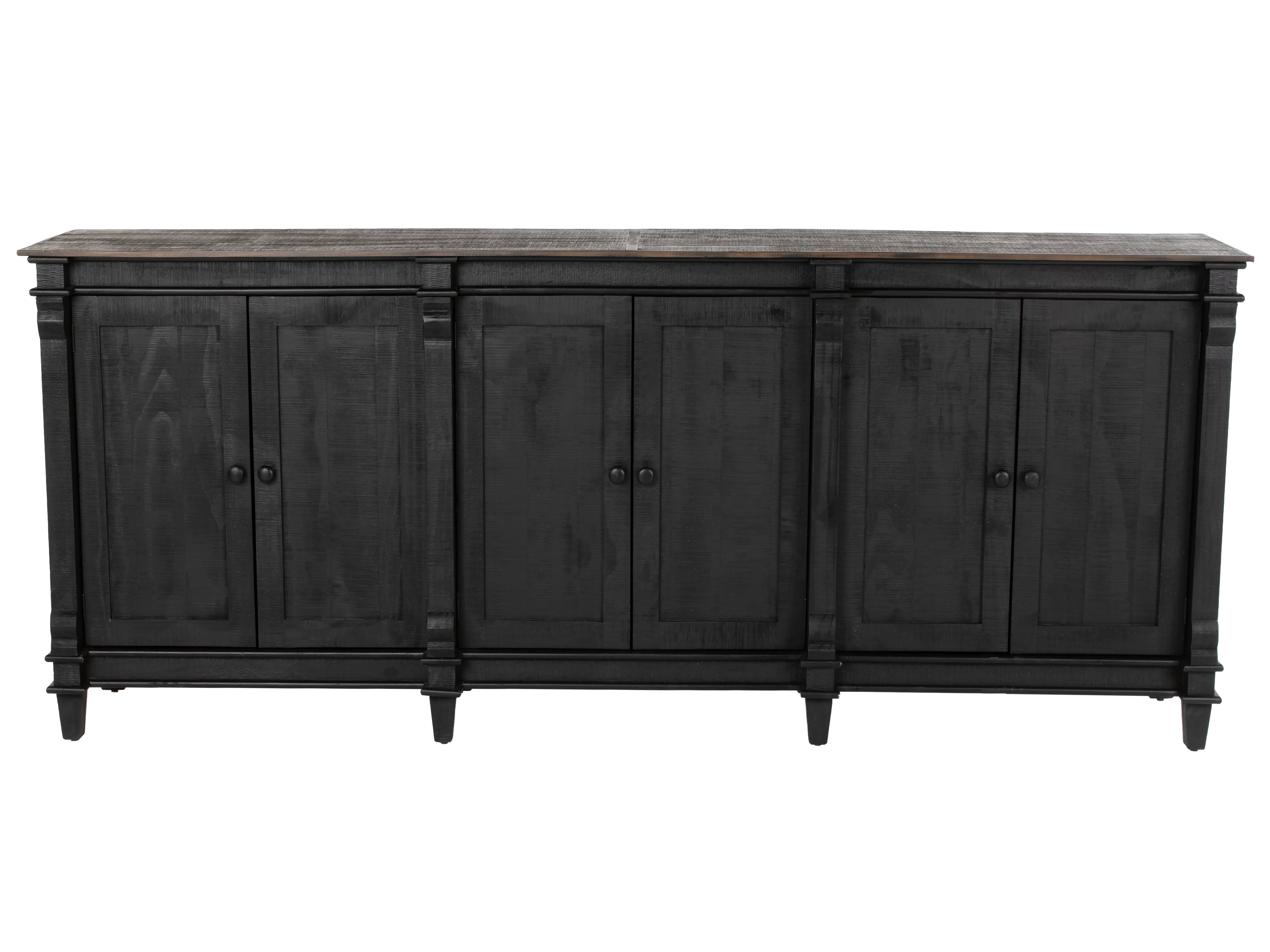 Rustic Black Sideboard Buffet / TV Stand with Weathered Wood Top