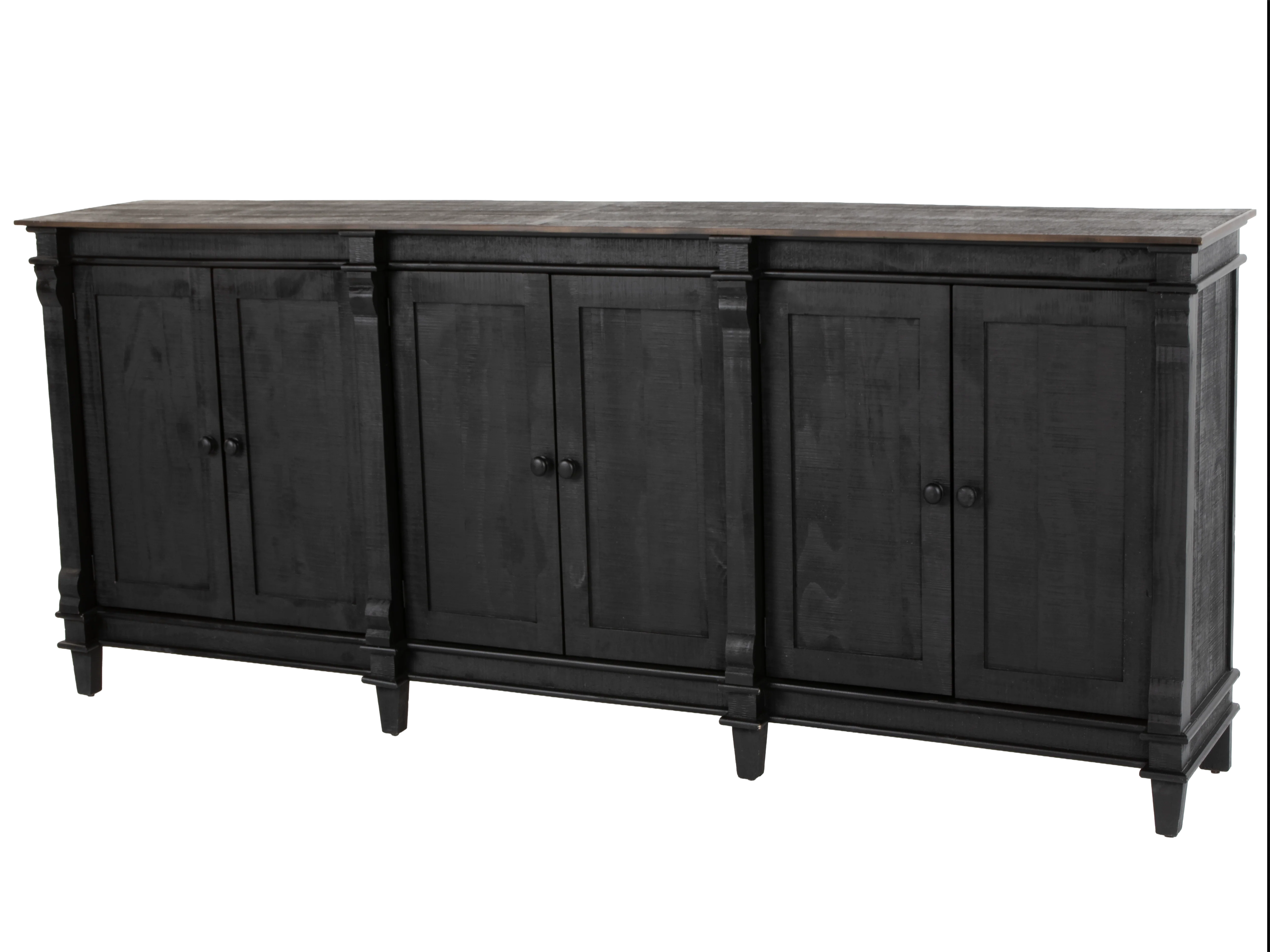 Rustic Black Sideboard Buffet / TV Stand with Weathered Wood Top
