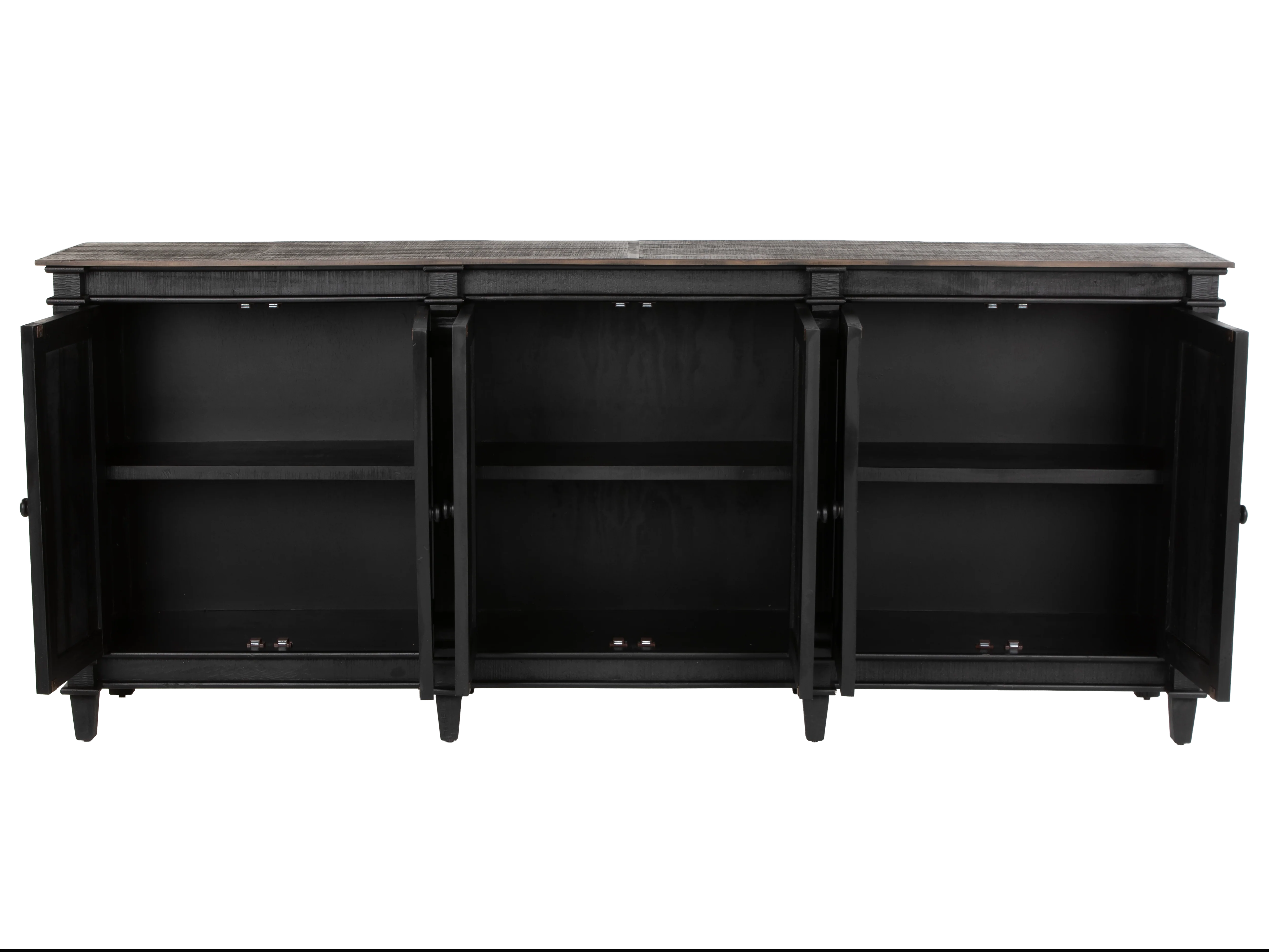 Rustic Black Sideboard Buffet / TV Stand with Weathered Wood Top