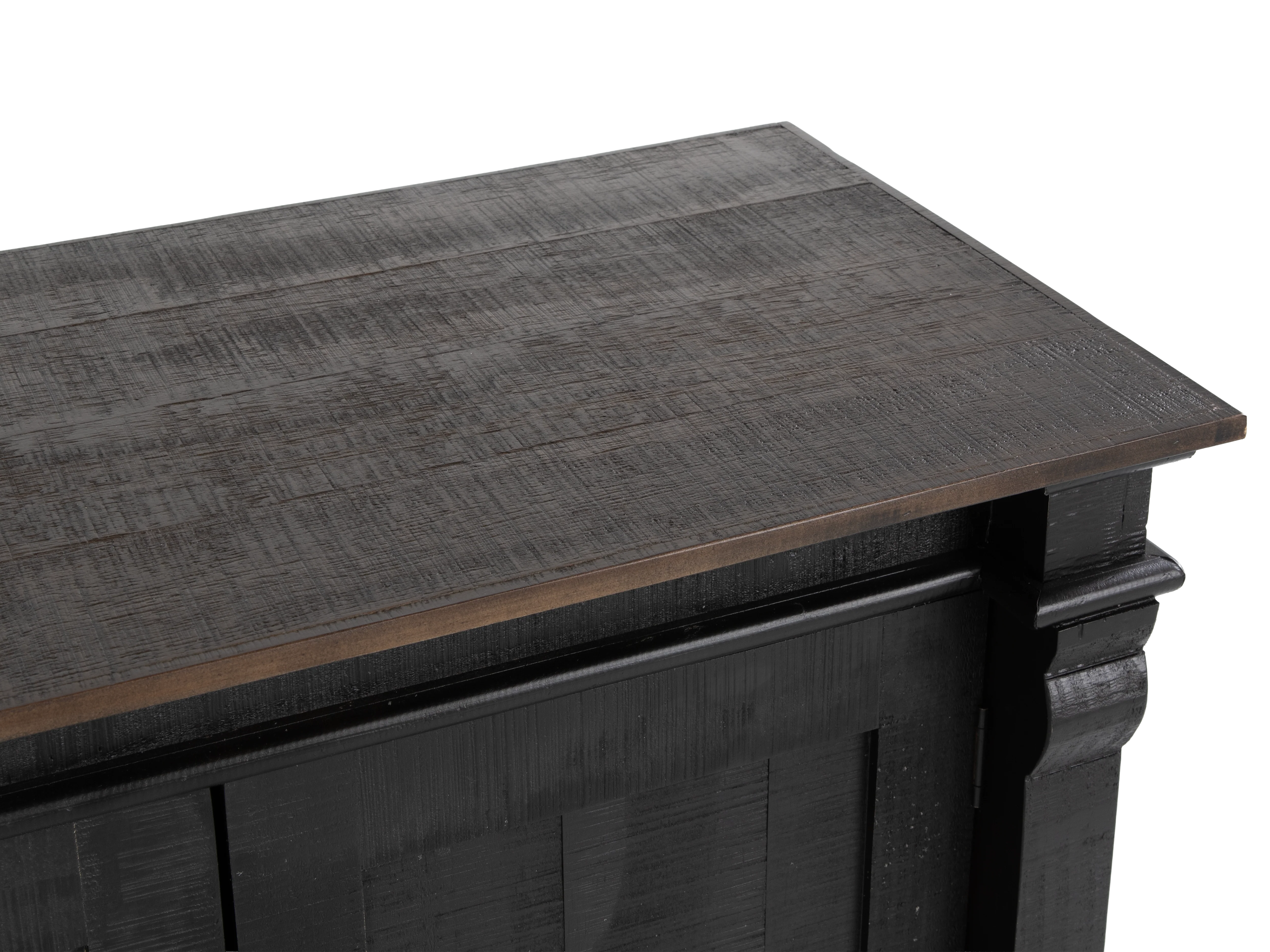 Rustic Black Sideboard Buffet / TV Stand with Weathered Wood Top