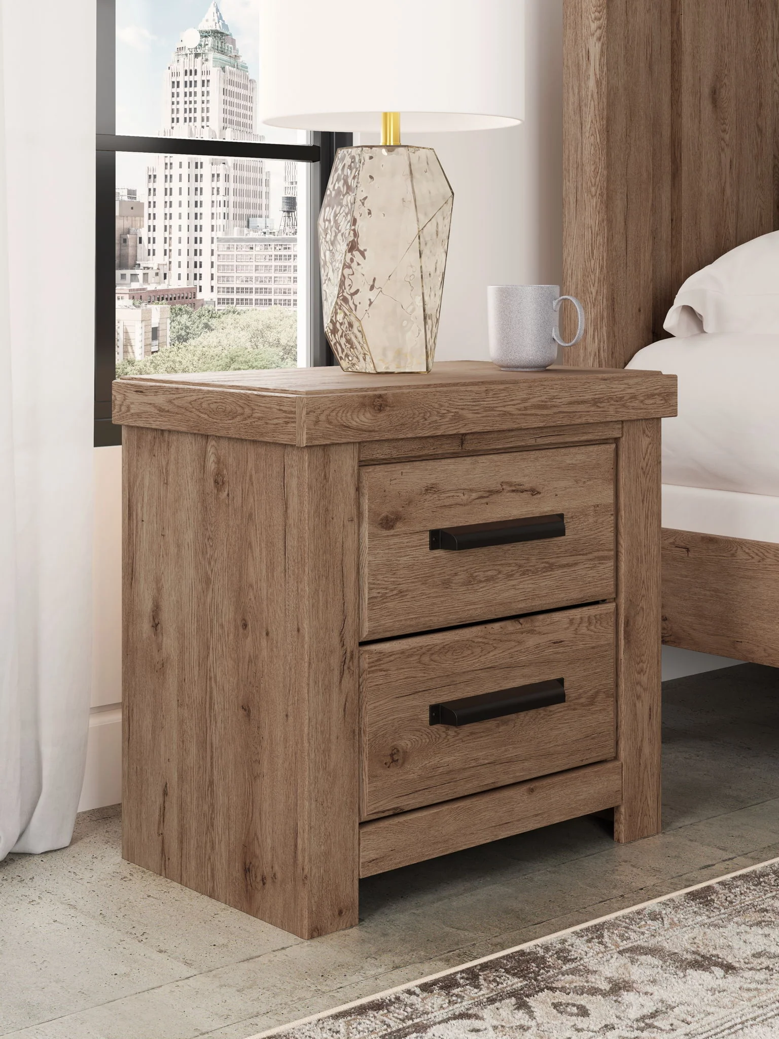 9190-oliandon-two-drawer-night-stand-light-brown-8.webp Oliandon - Two Drawer Night Stand - Light Brown