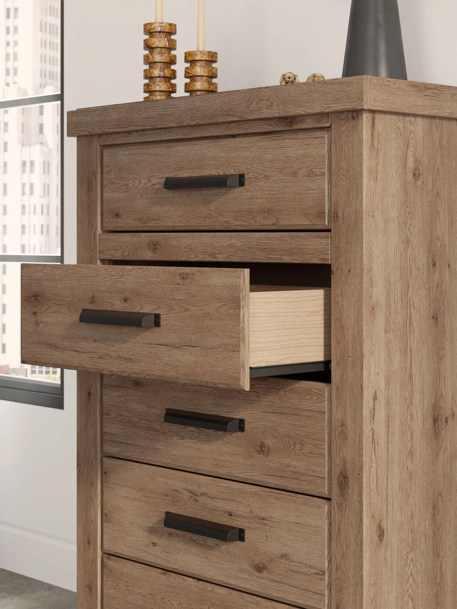 9191-oliandon-five-drawer-chest-light-brown-5.webp Oliandon - Five Drawer Chest - Light Brown
