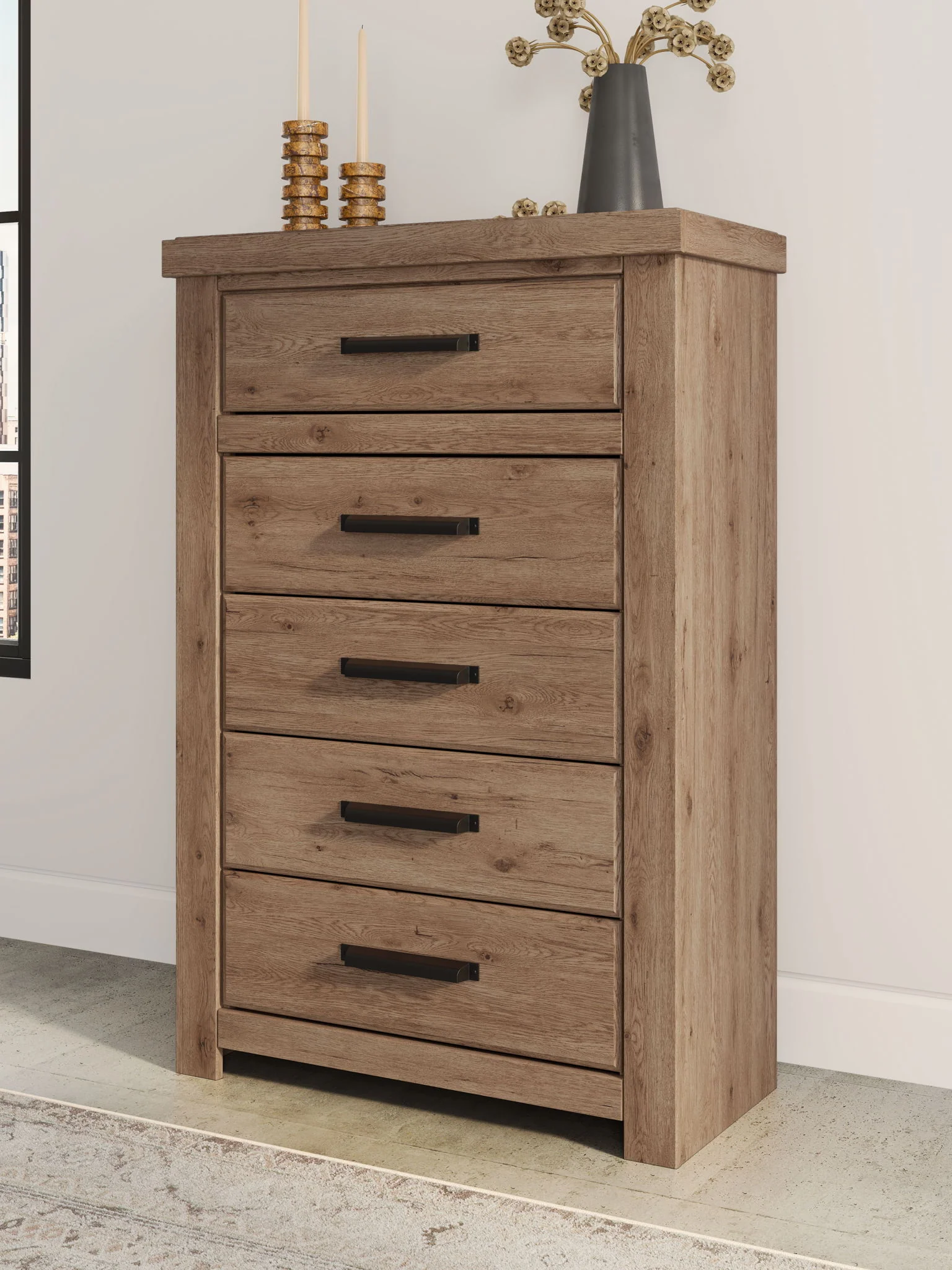 9191-oliandon-five-drawer-chest-light-brown-9.webp Oliandon - Five Drawer Chest - Light Brown