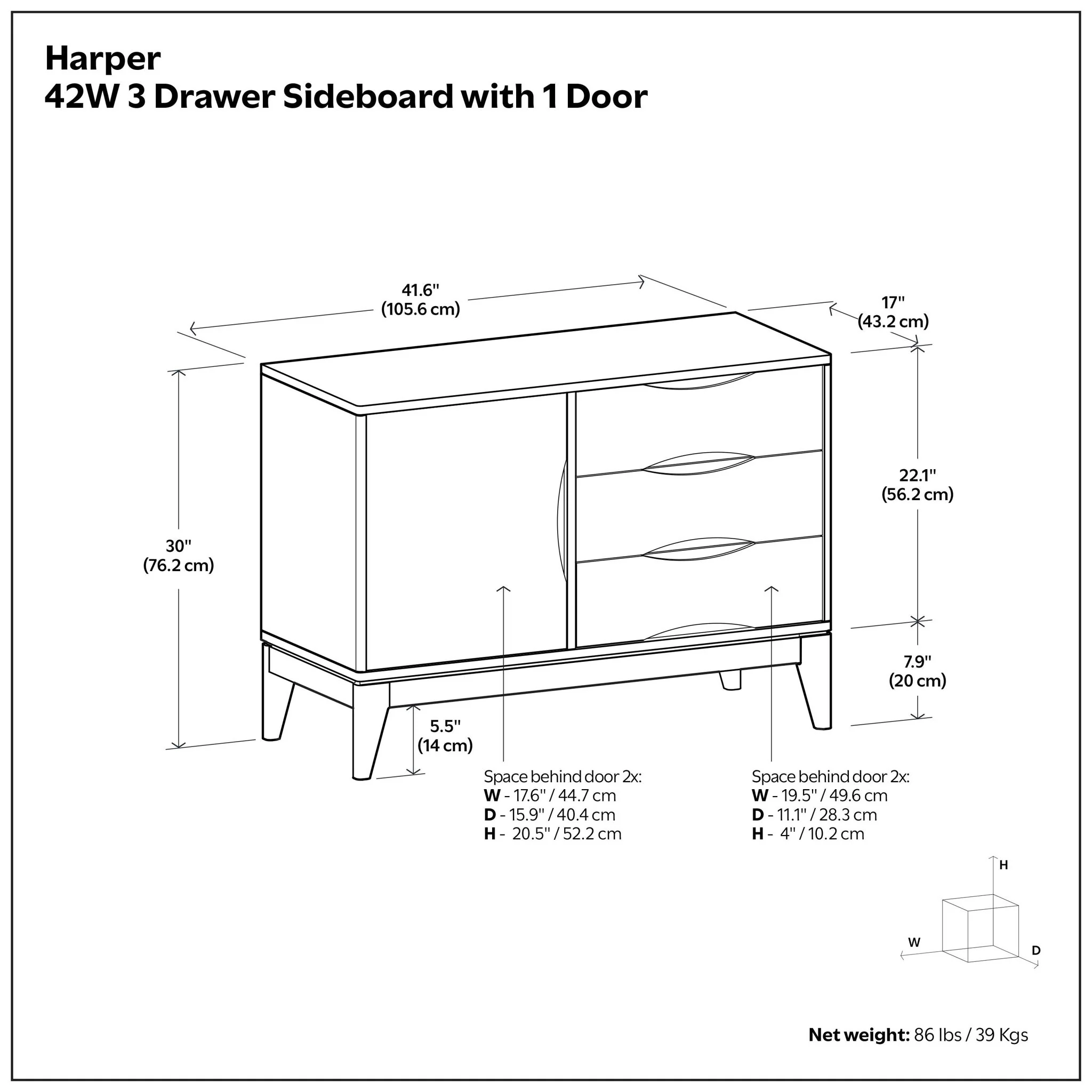 9193-harper-3-drawer-sideboard-walnut-brown-5.webp Harper - 3 Drawer Sideboard - Walnut Brown