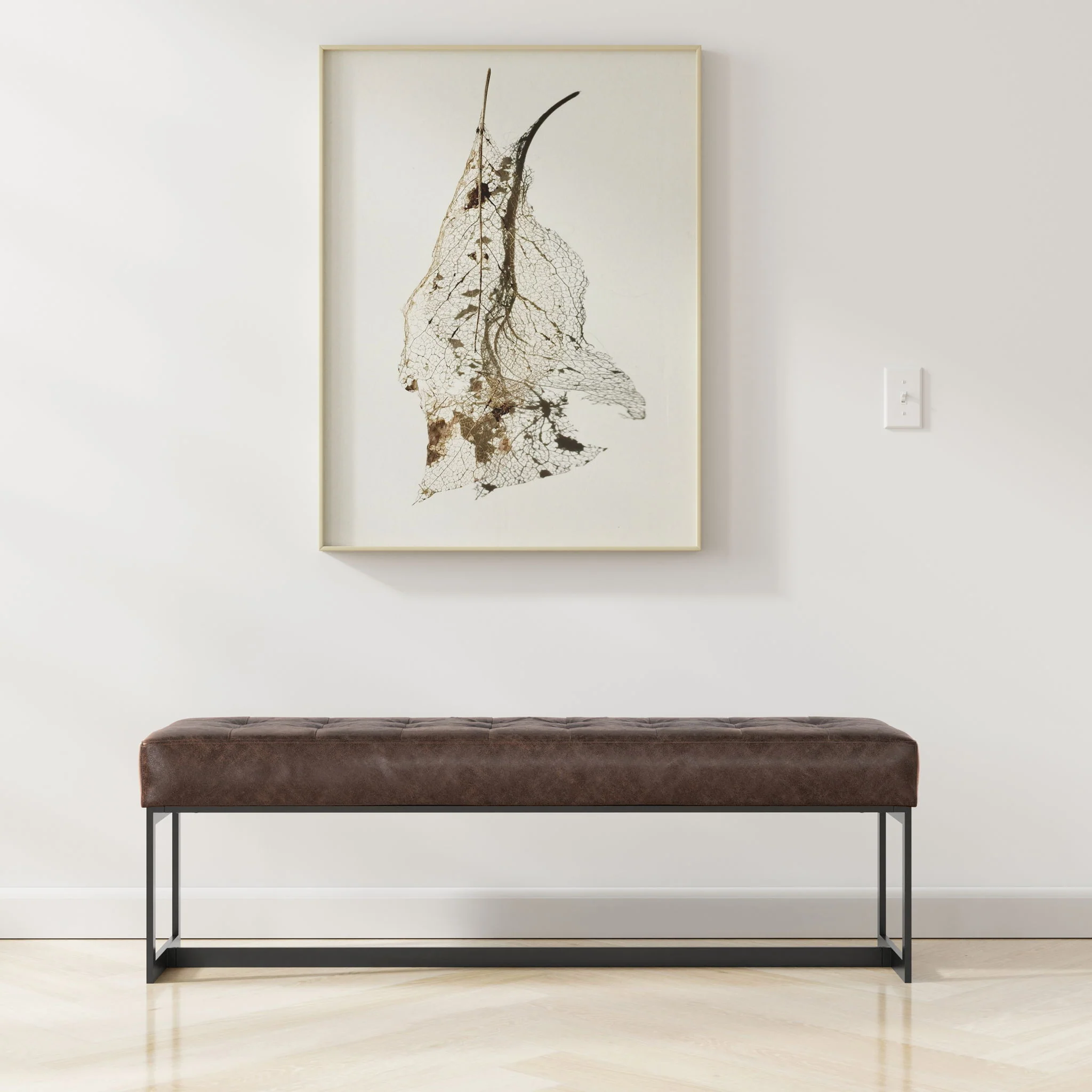 Penelope - Ottoman Bench With Genuine Leather Upholstery - Brown