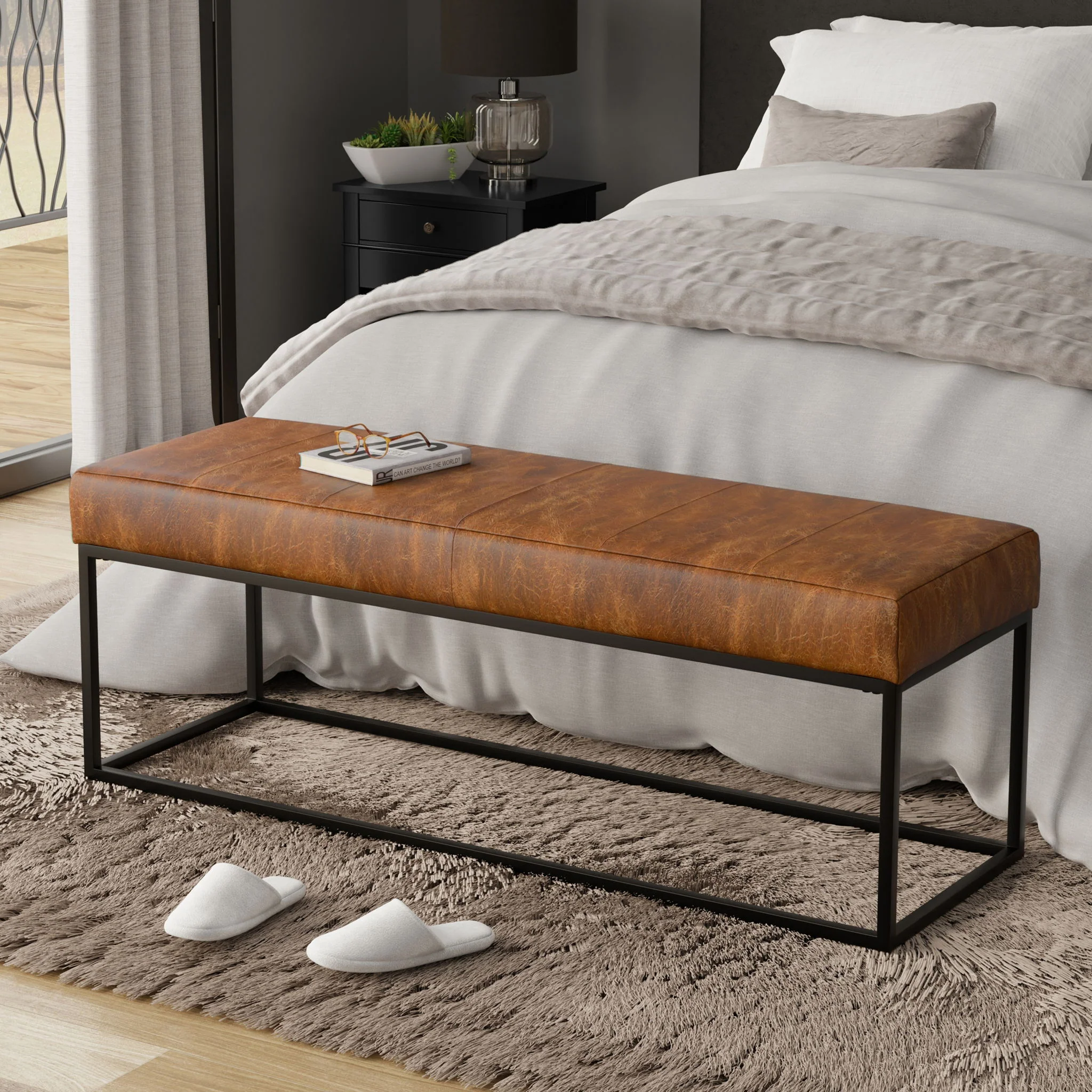 9197-candice-ottoman-bench-tan-black-4.webp Candice - Ottoman Bench - Tan / Black