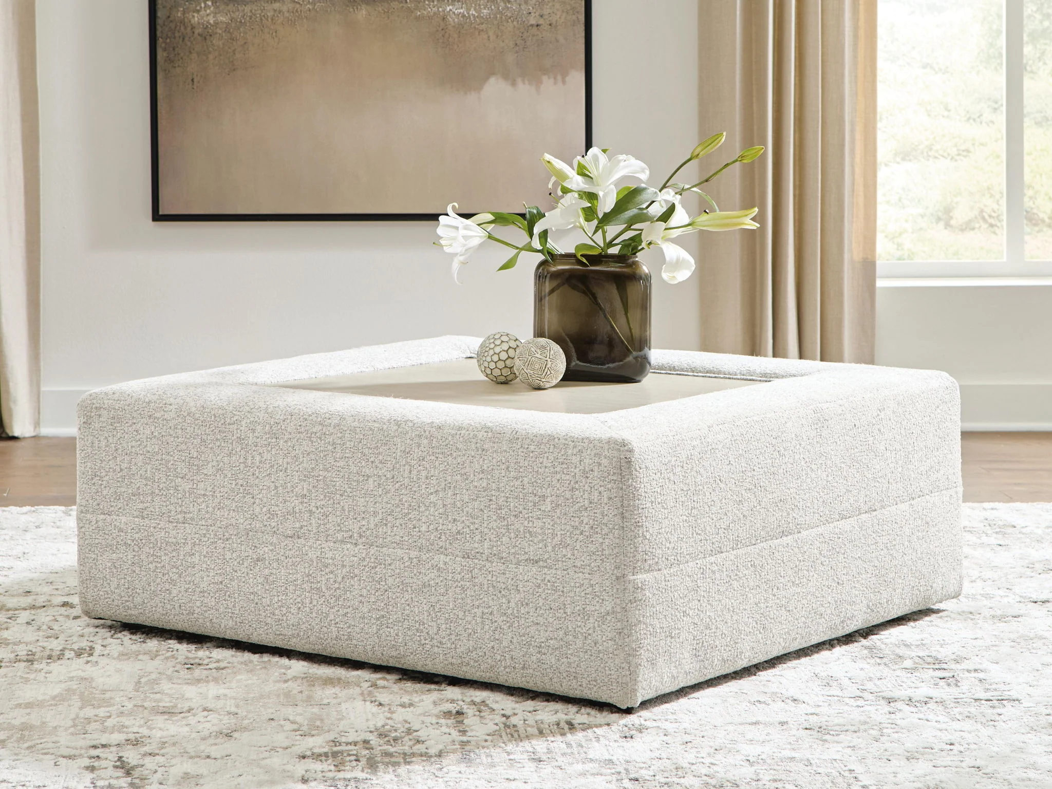 Ashbourne Estate - Oversized Accent Ottoman - Snowstone