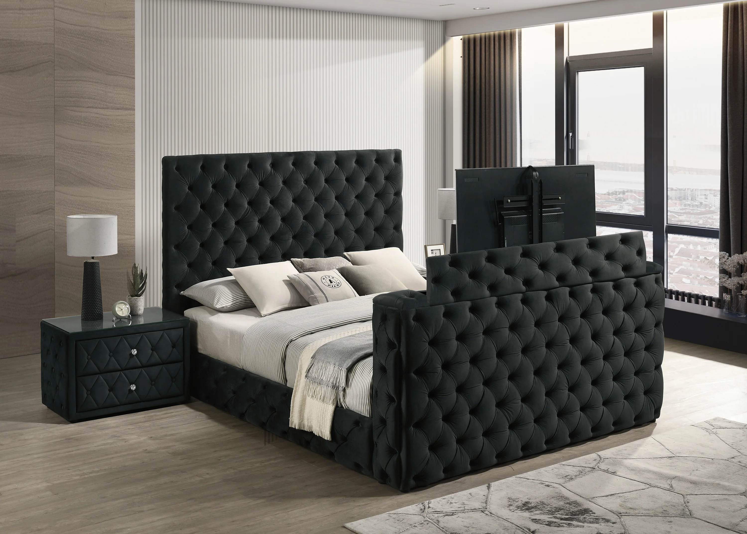 9275-josephine-bed-w-tv-lift-black-1.webp Josephine Bed W/Tv Lift Black