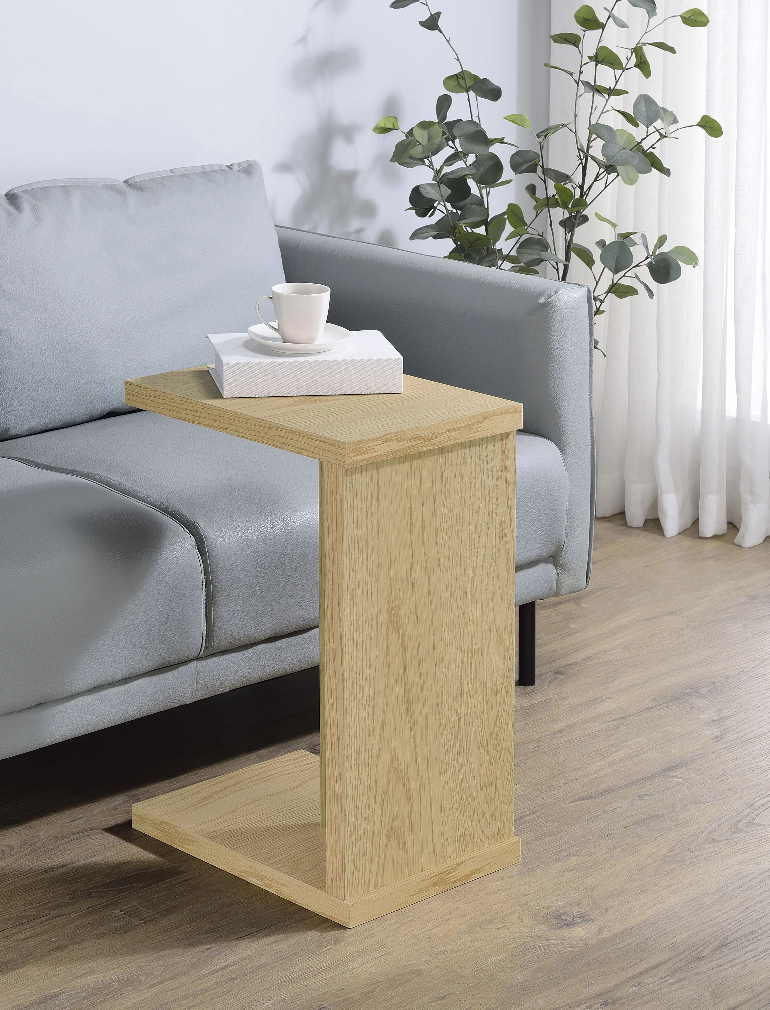 9297-clower-engineered-wood-c-shaped-sofa-side-table-light-oak-2.webp Clower Engineered Wood C-Shaped Sofa Side Table Light Oak