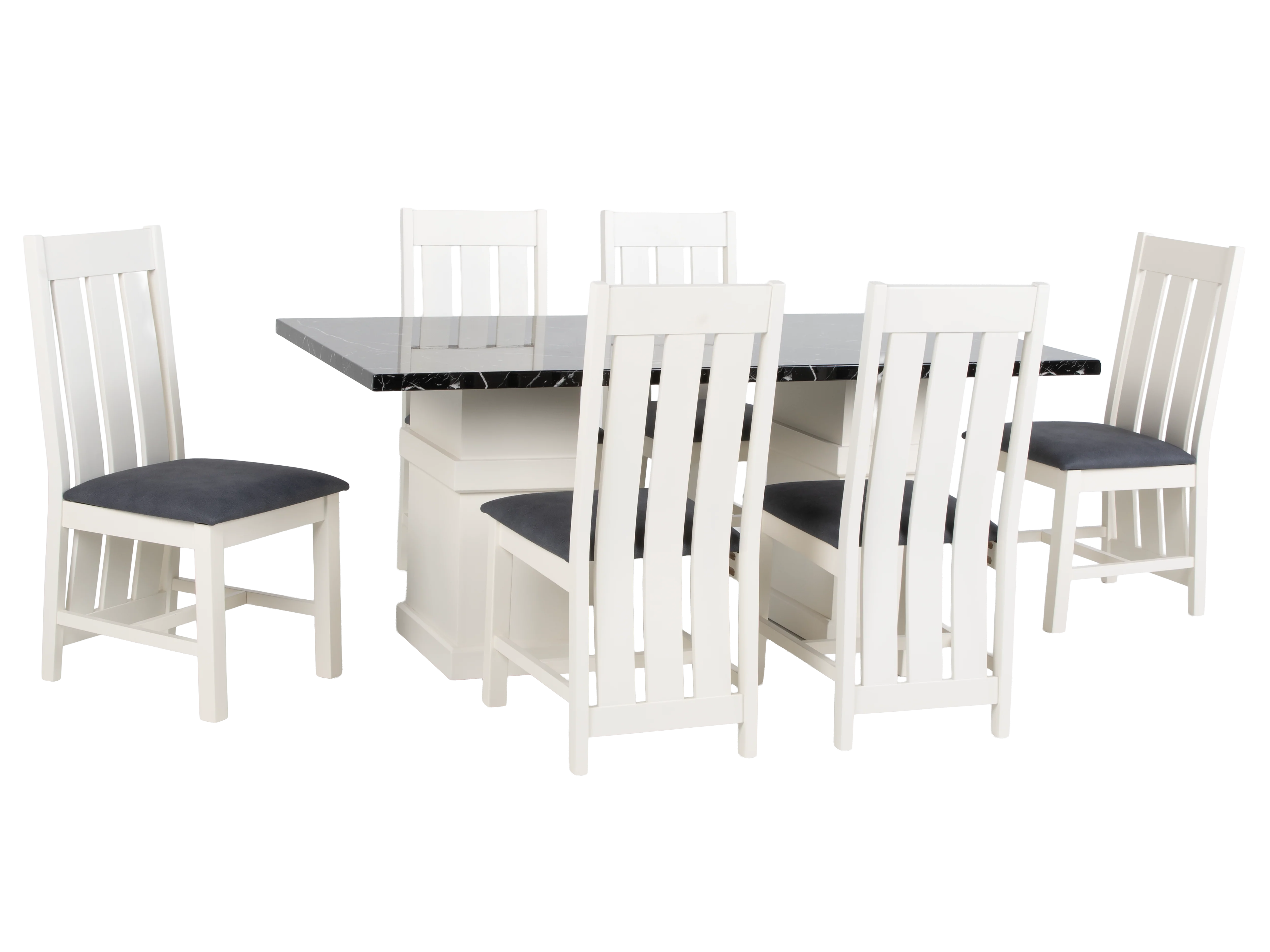 93-parisian-elegance-7-piece-dining-set-with-black-top-and-white-pedestal-base-2.webp Parisian Elegance 7-Piece Dining Set with Black Top and White Pedestal Base