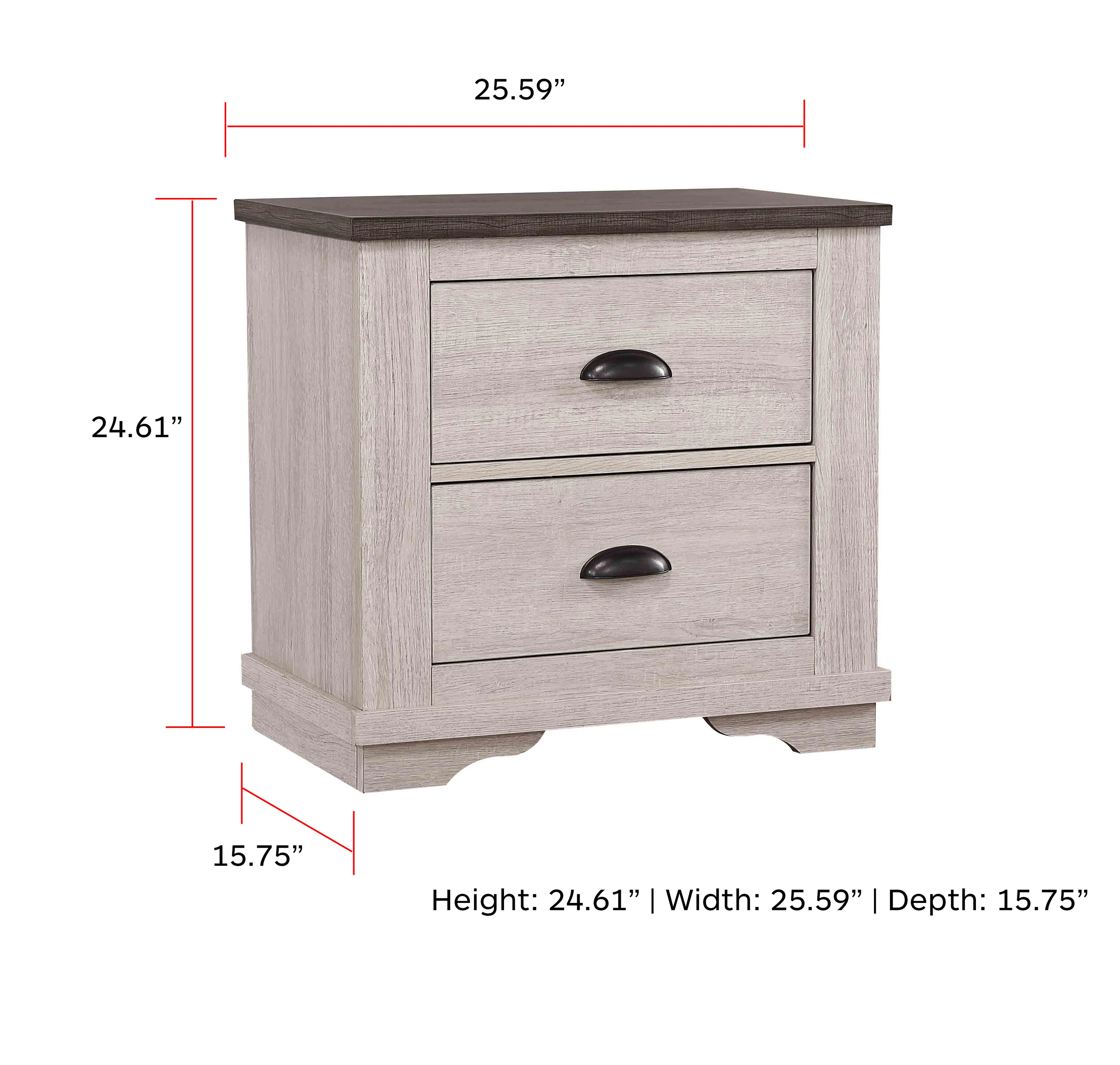 Coralee Night Stand Chalk/Grey