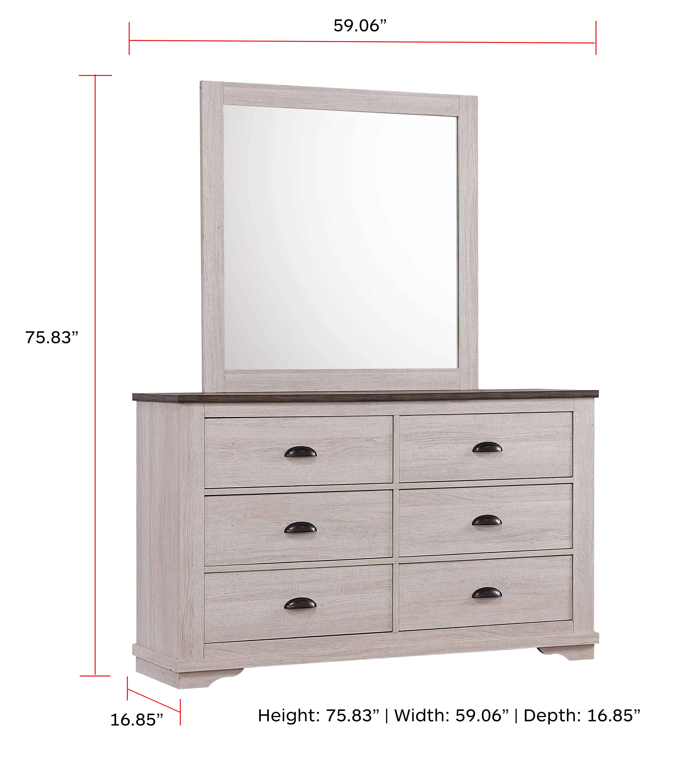 Coralee Dresser Chalk/Grey
