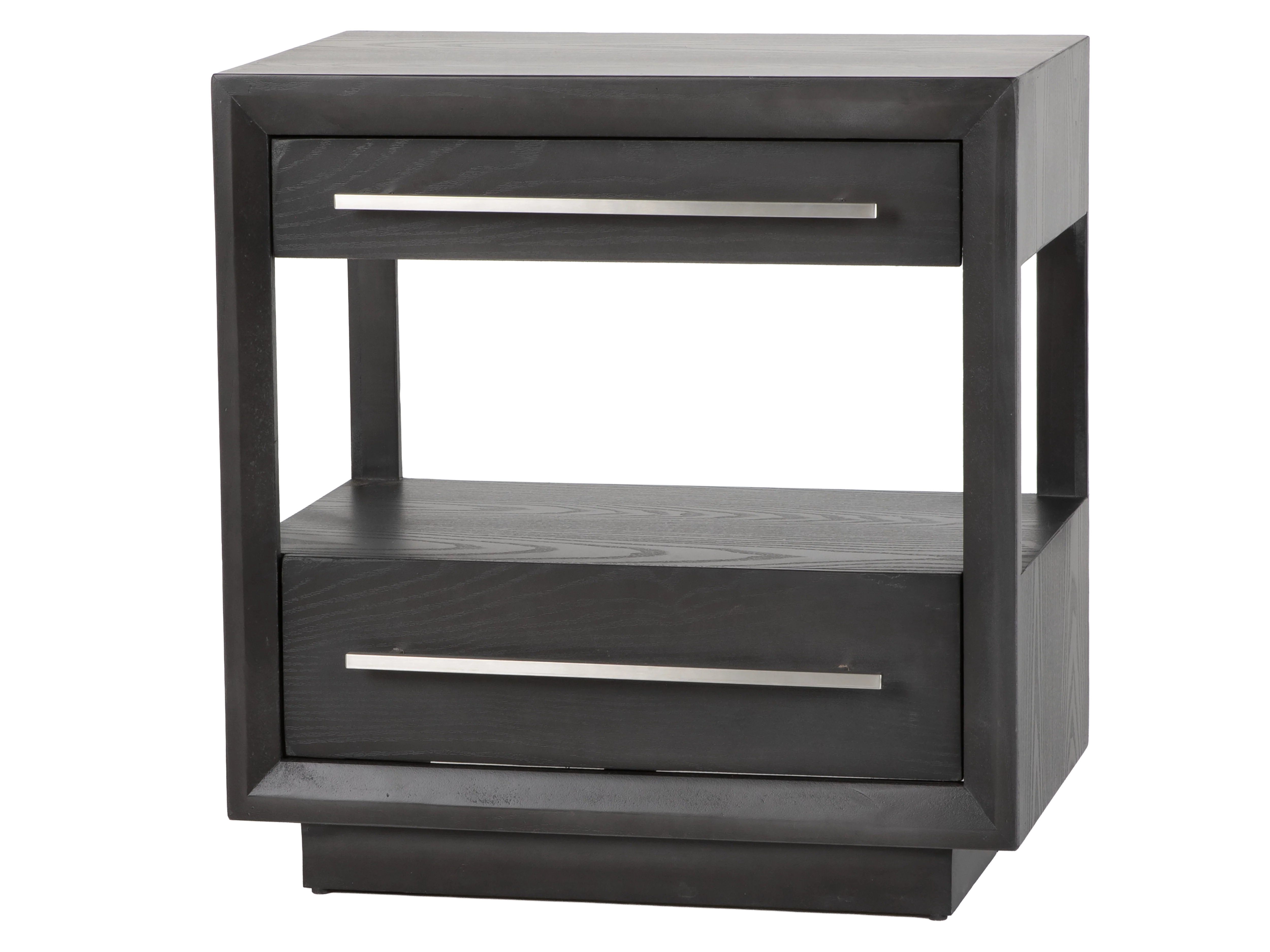 Durango Sofia Grey 2-Drawer Nightstand with Open Shelf & Brushed Pewter Bar Pulls
