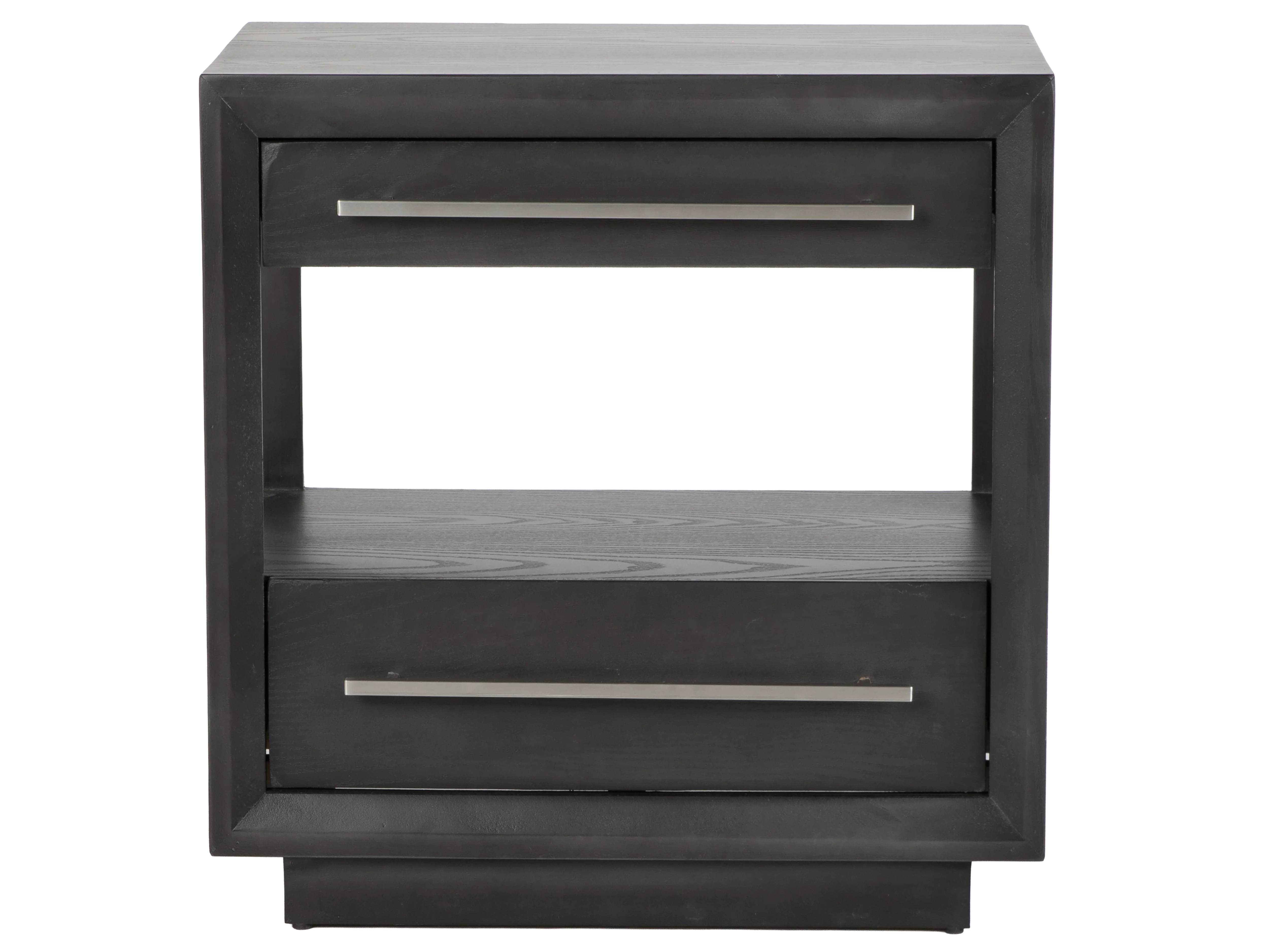 Durango Sofia Grey 2-Drawer Nightstand with Open Shelf & Brushed Pewter Bar Pulls