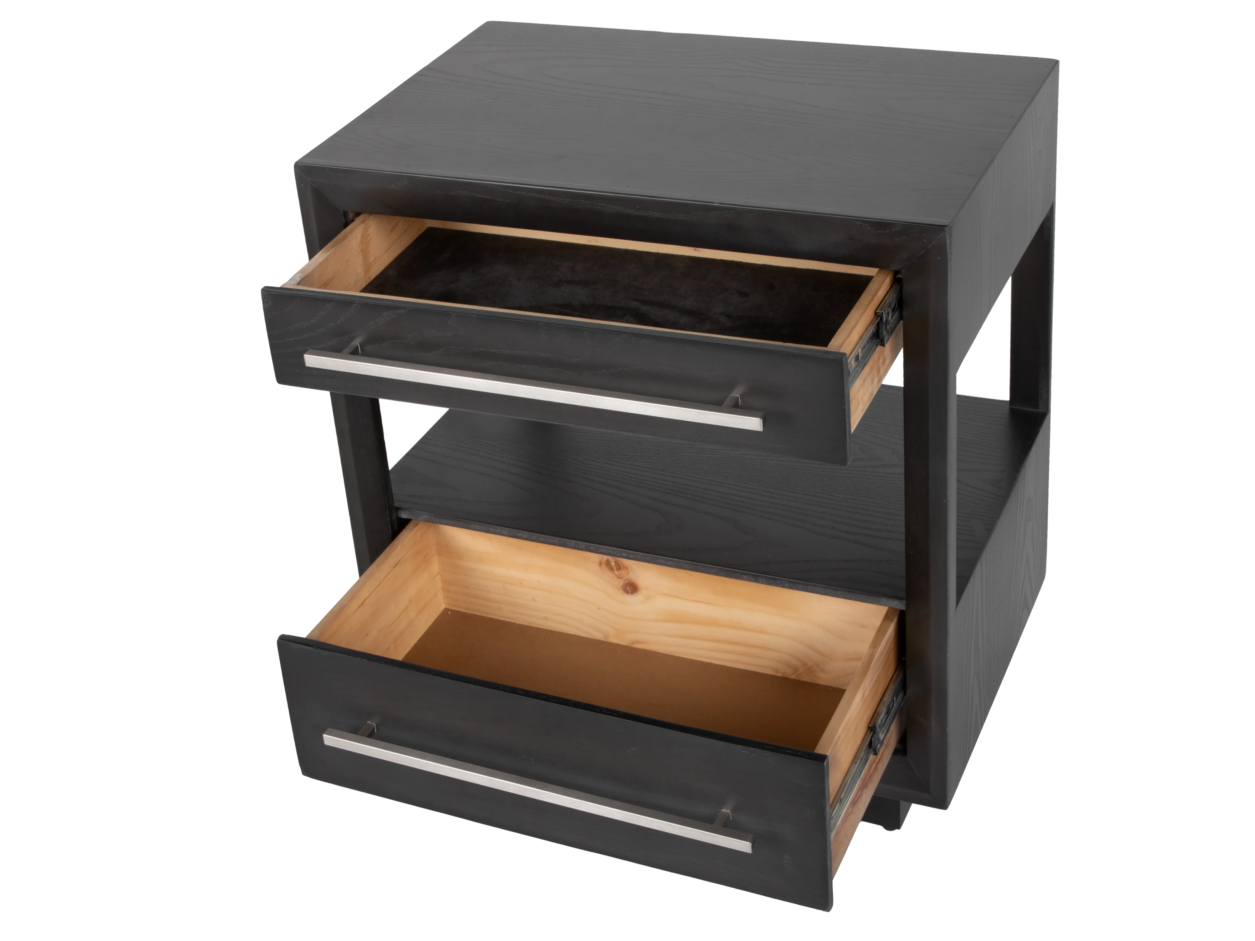 Durango Sofia Grey 2-Drawer Nightstand with Open Shelf & Brushed Pewter Bar Pulls