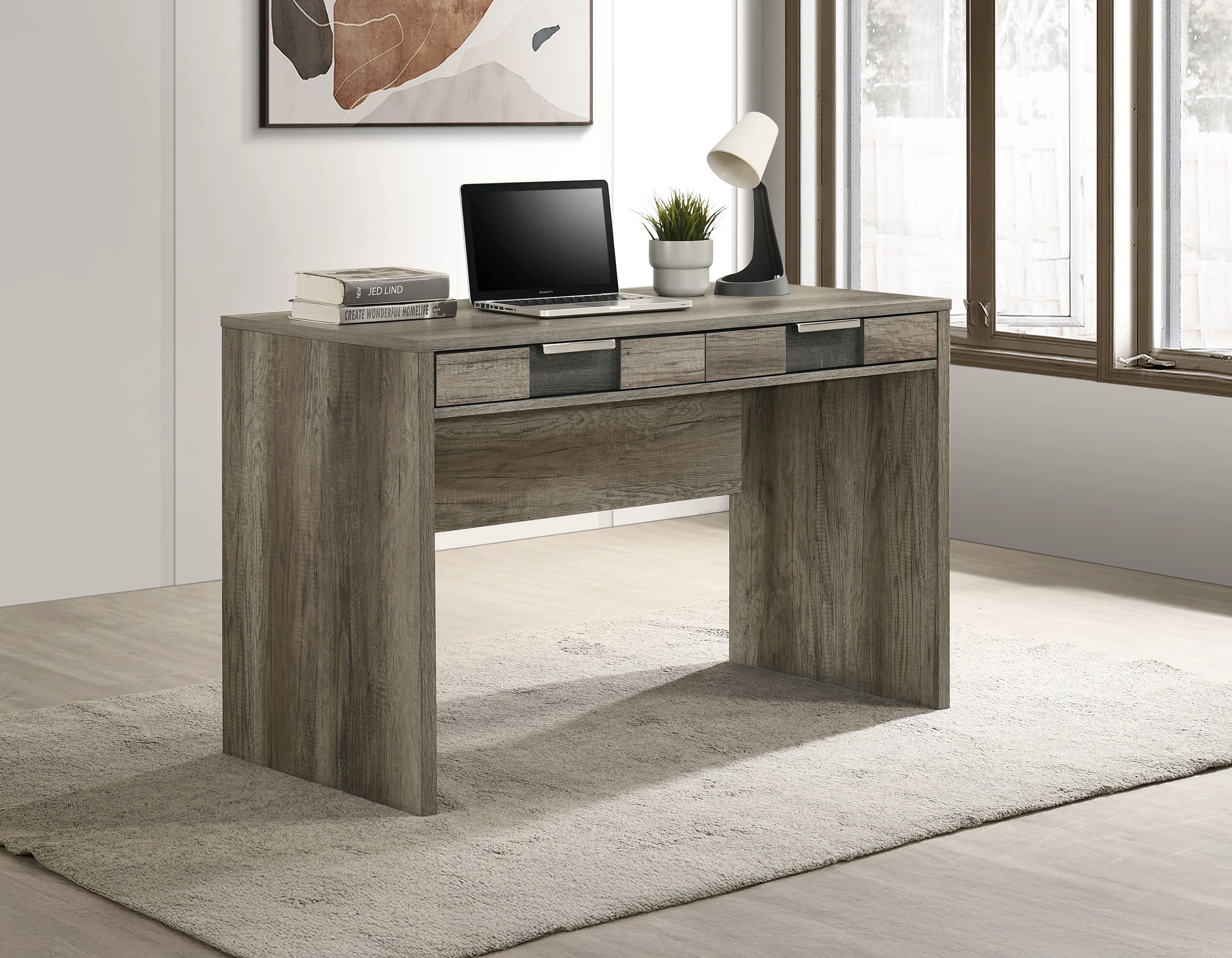Rangley Writing Desk-Grey/Brown