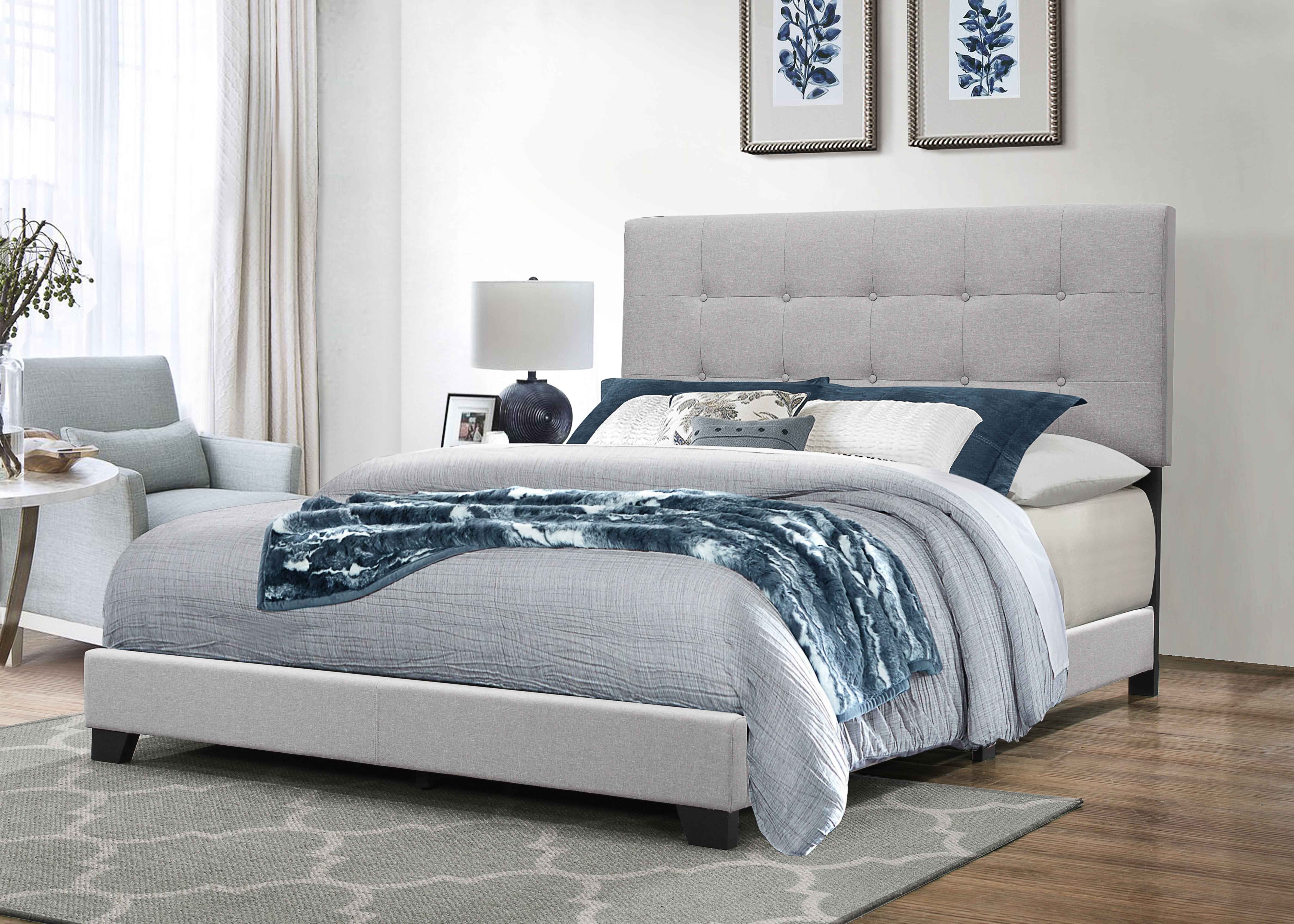 96-light-gray-upholstered-panel-bed-with-button-tufted-headboard-1.jpg Light Gray Upholstered Panel Bed with Button-Tufted Headboard