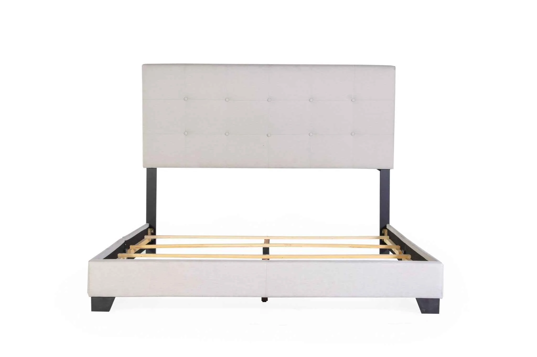 Khaki Tufted Upholstered Panel Bed