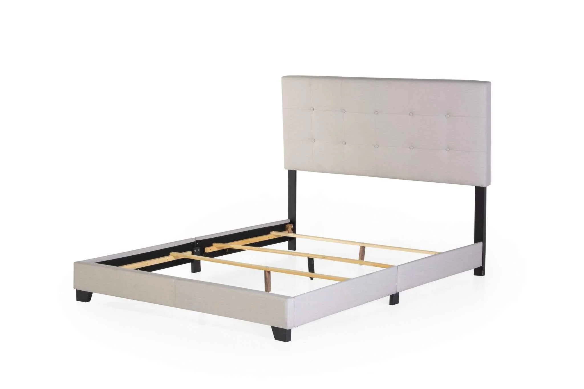 Khaki Tufted Upholstered Panel Bed