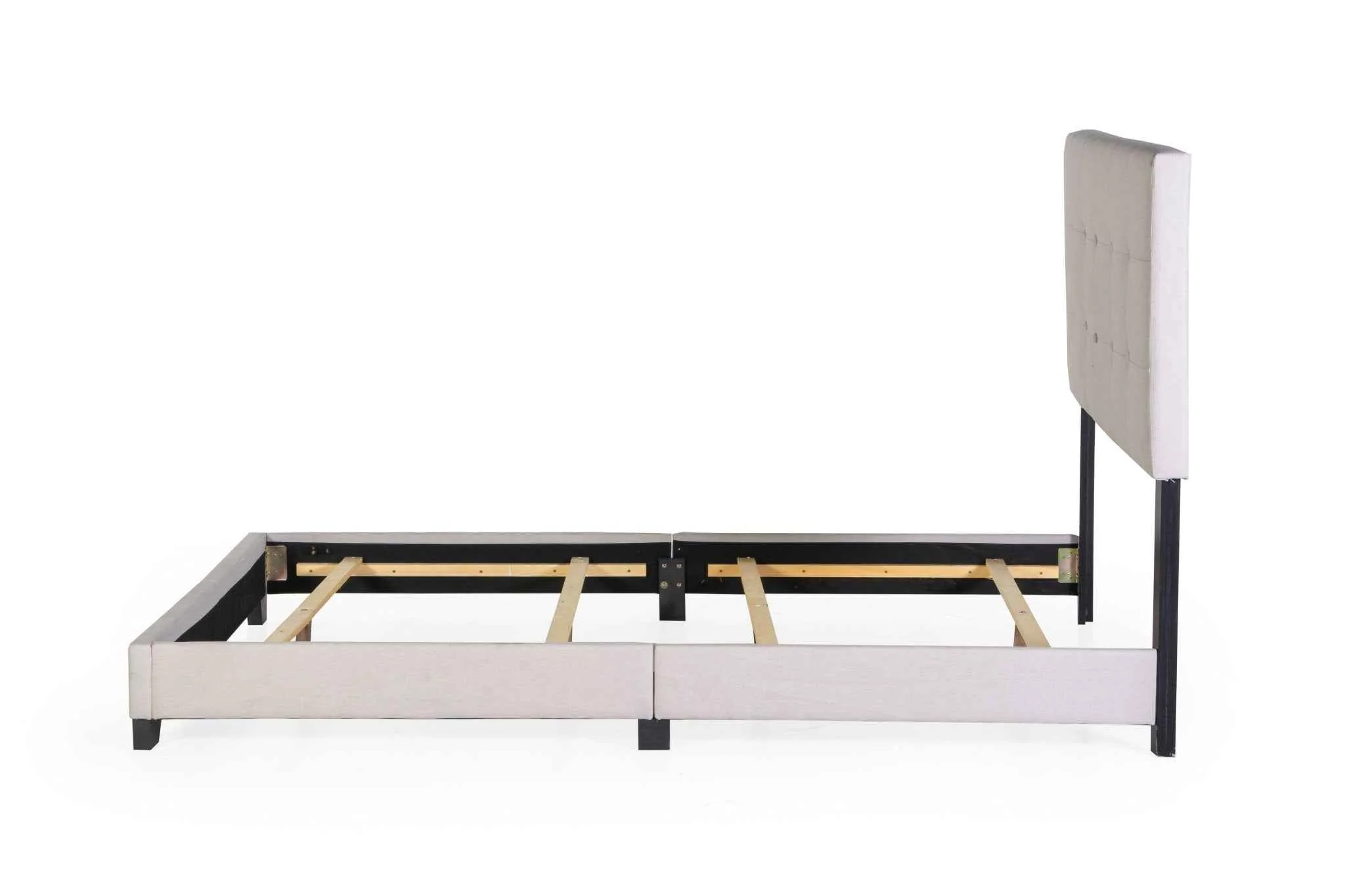 Khaki Tufted Upholstered Panel Bed