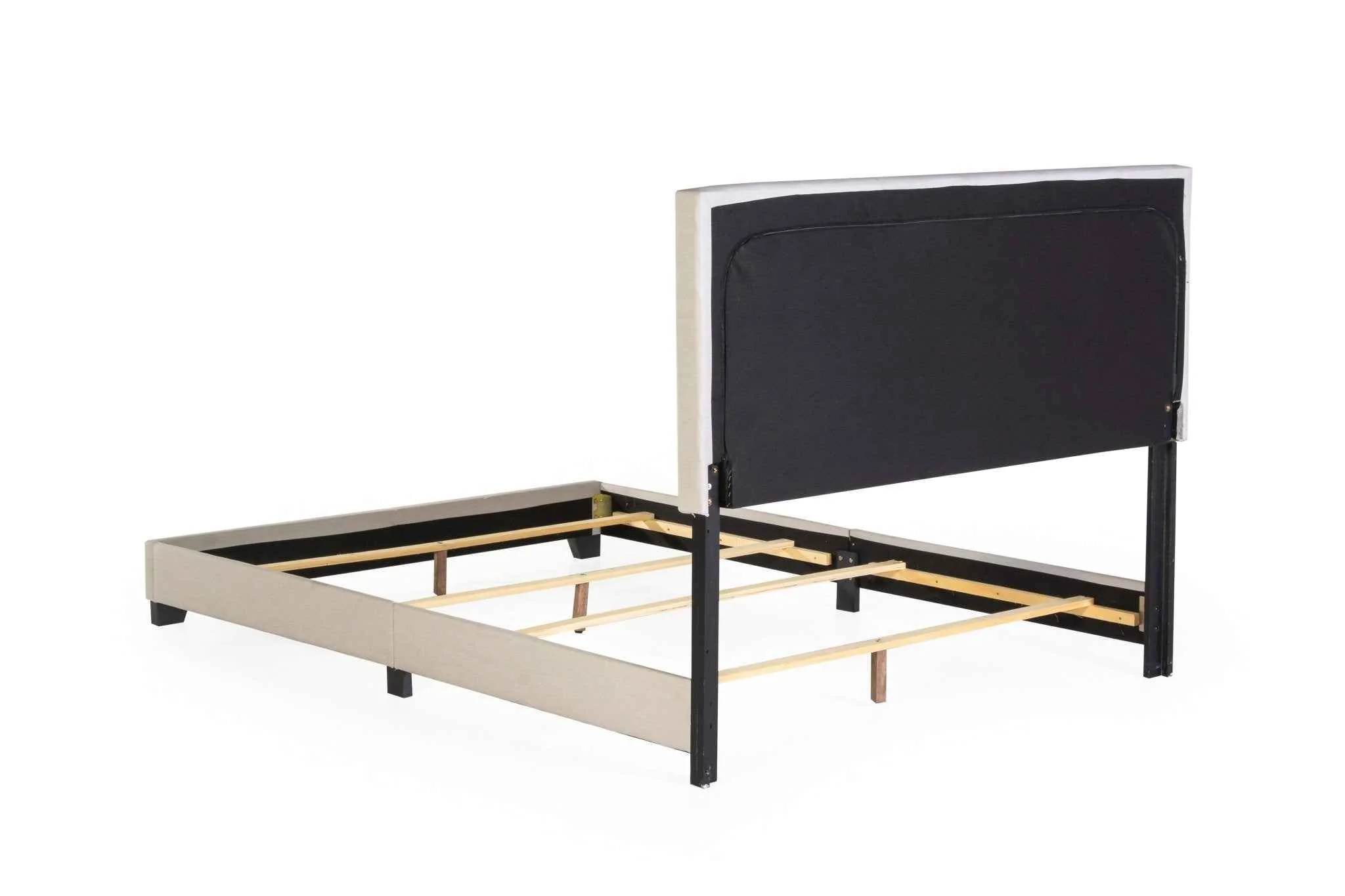 Khaki Tufted Upholstered Panel Bed