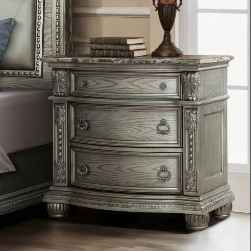 971-grey-nightstand-with-brown-marble-top-1.webp Grey Nightstand with Brown Marble Top