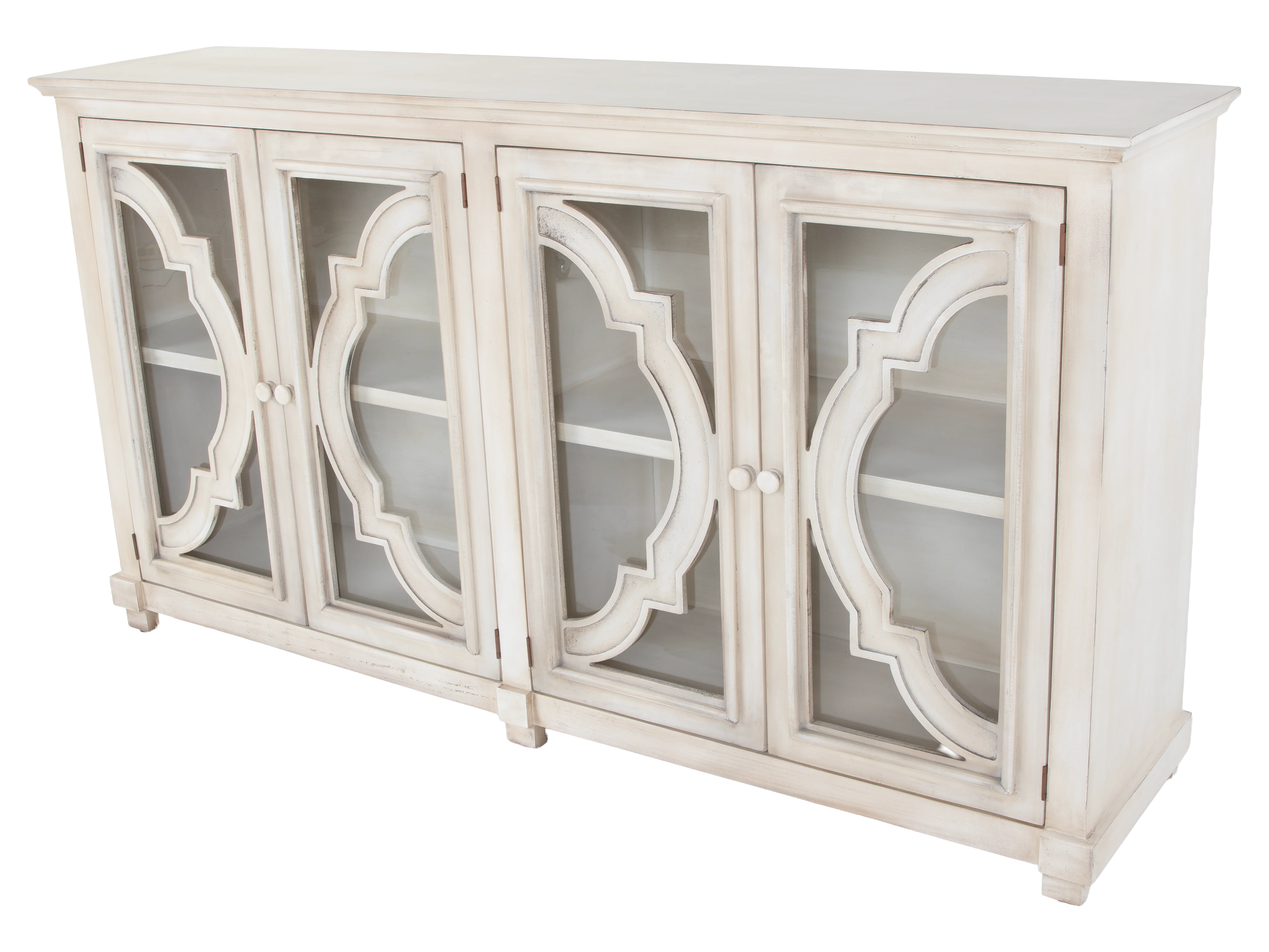 972-antique-cream-4-door-glass-sideboard-with-shelves-2.webp Antique Cream 4-Door Glass Sideboard with Shelves