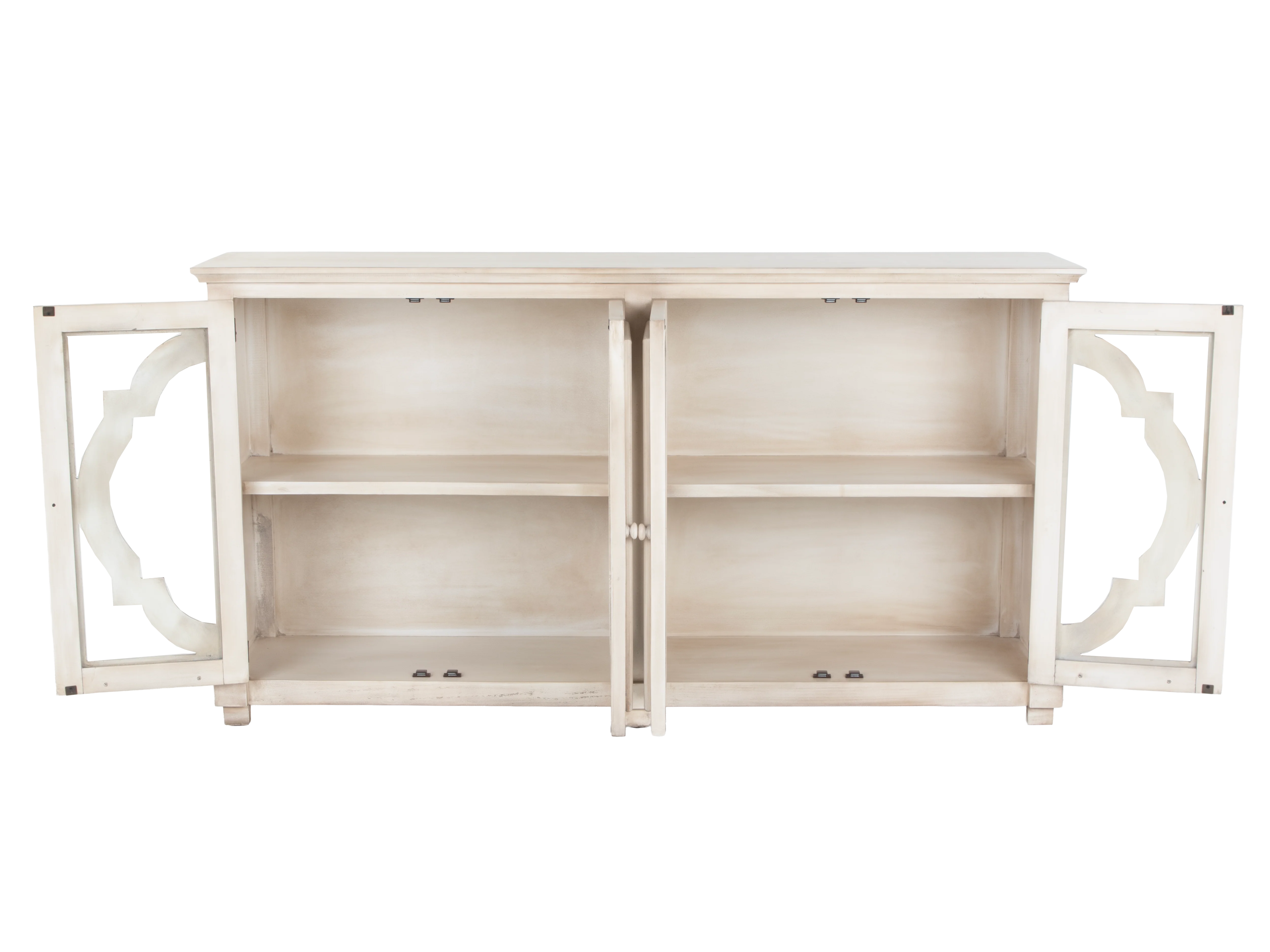 972-antique-cream-4-door-glass-sideboard-with-shelves-3.webp Antique Cream 4-Door Glass Sideboard with Shelves