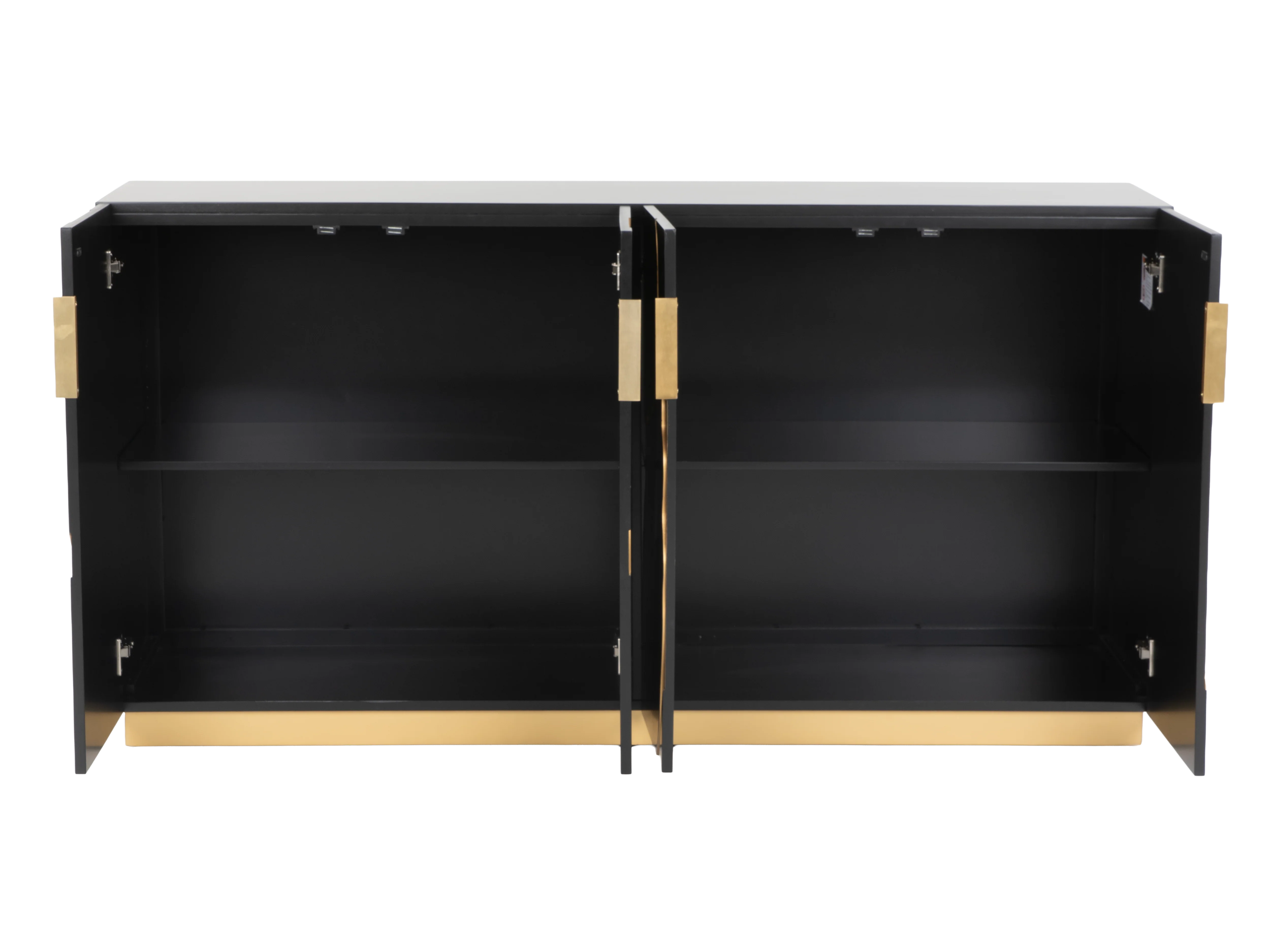 Modern Black and Gold Sideboard Buffet with Artistic Mirror
