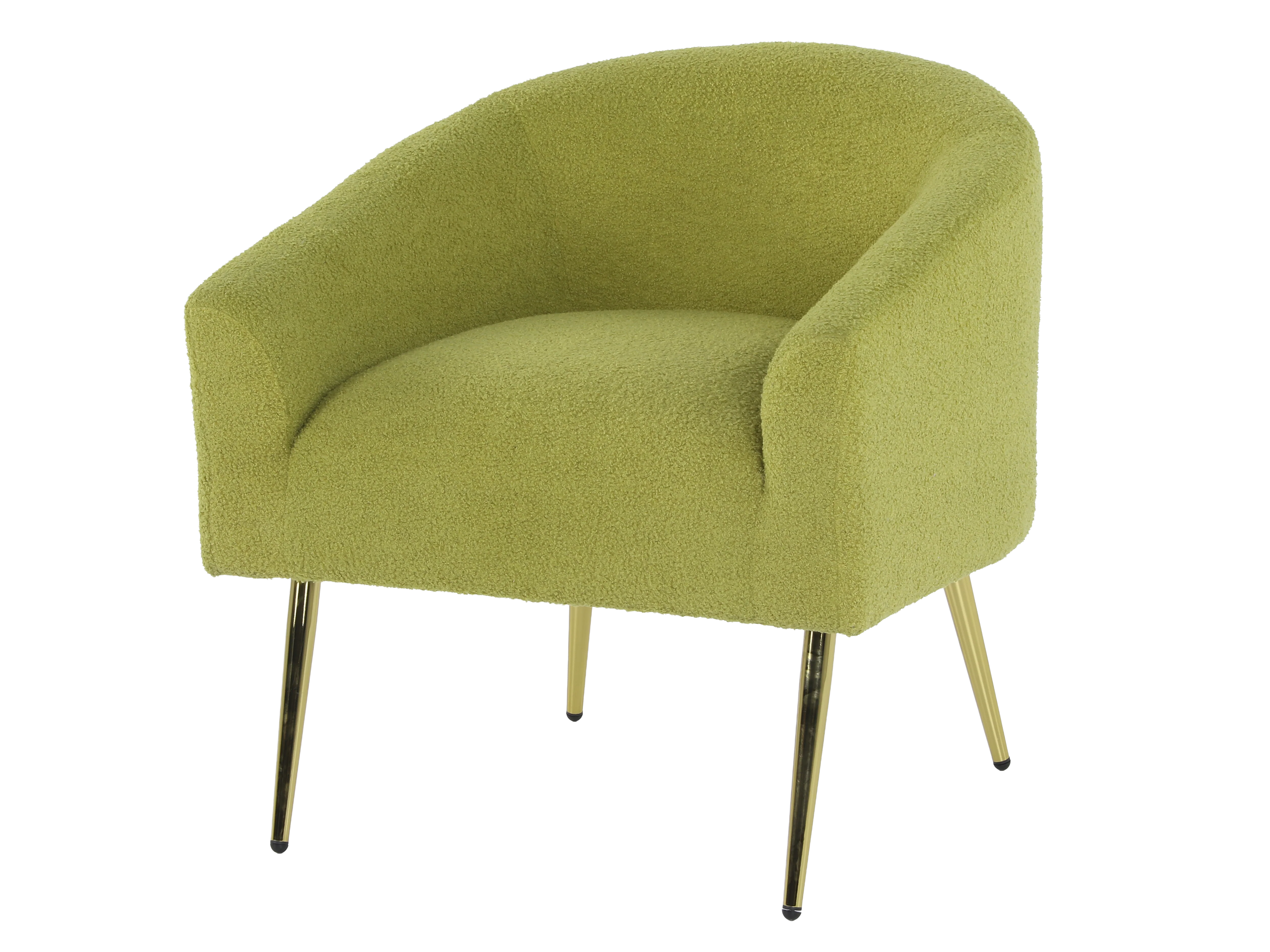 Light Green Boucle Accent Chair with Gold Metal Legs
