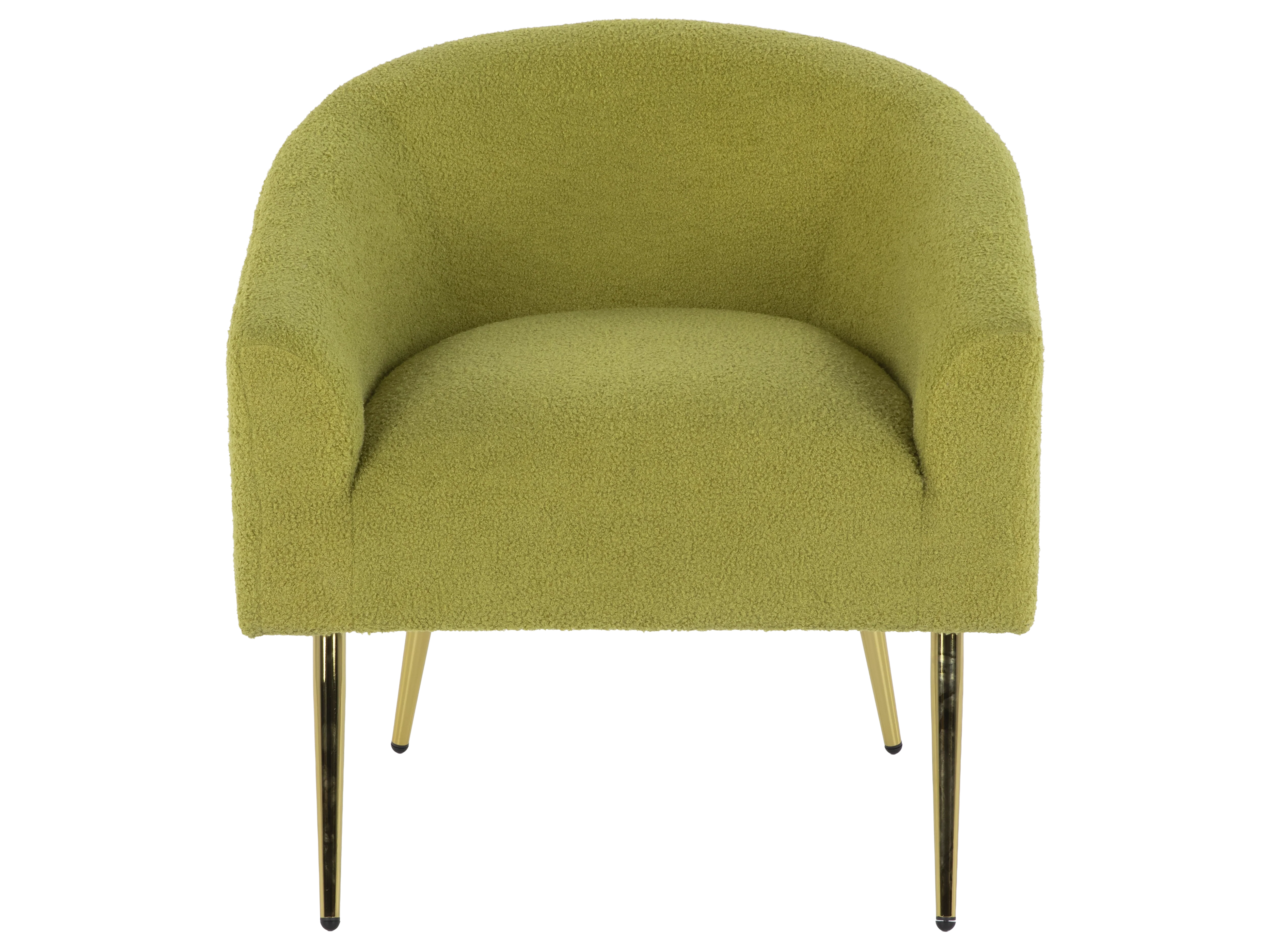 Light Green Boucle Accent Chair with Gold Metal Legs