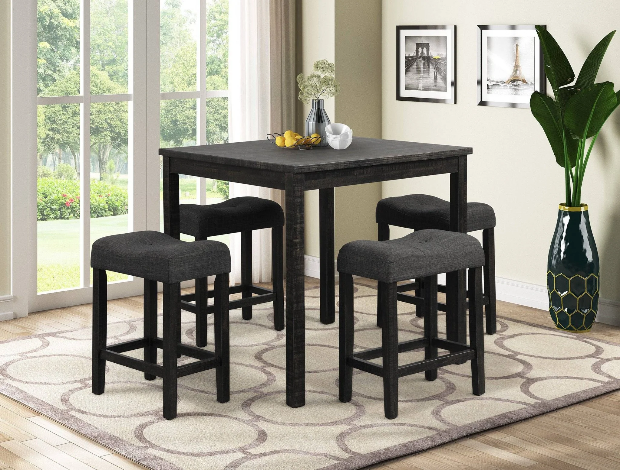 Modern Gray 5-Piece Counter Height Dining Set