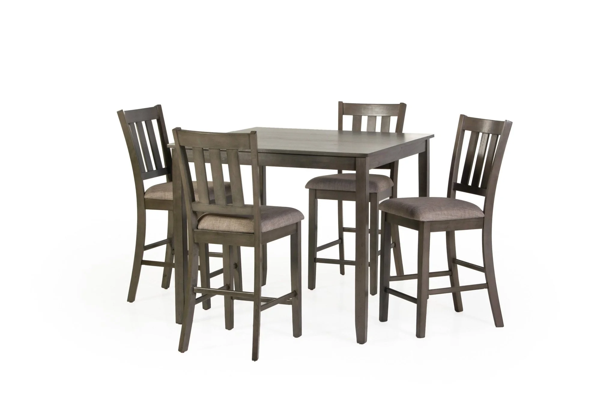99-5-piece-counter-height-dining-set-in-gray-square-table-4-slat-back-stools-2.webp 5-Piece Counter-Height Dining Set in Gray (Square Table + 4 Slat-Back Stools)